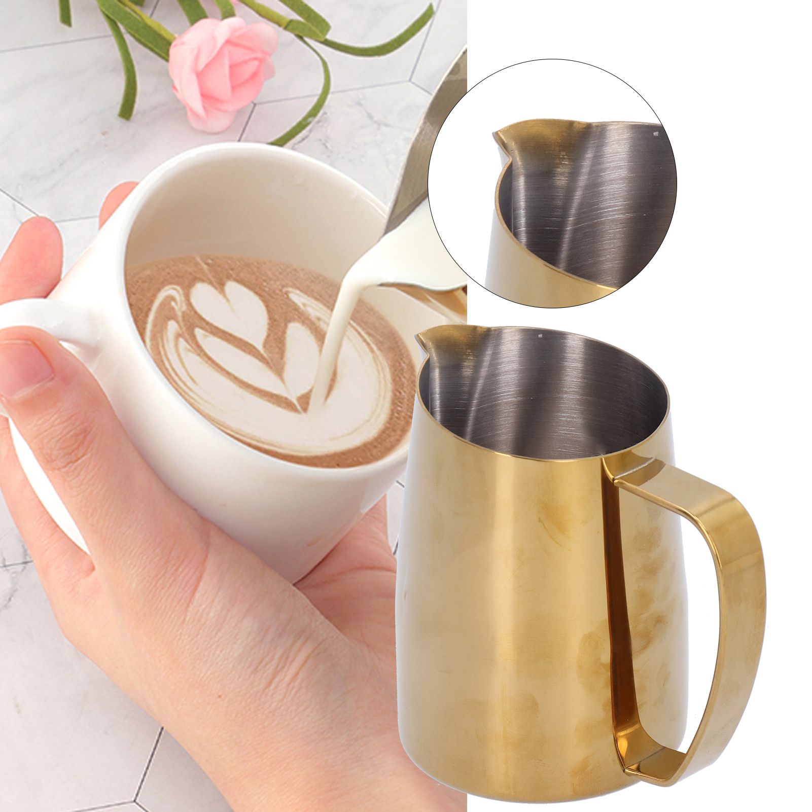 450ml Stainless Steel Milk Coffee Latte Frothing Art Jug Pitcher Mug Cup view 11