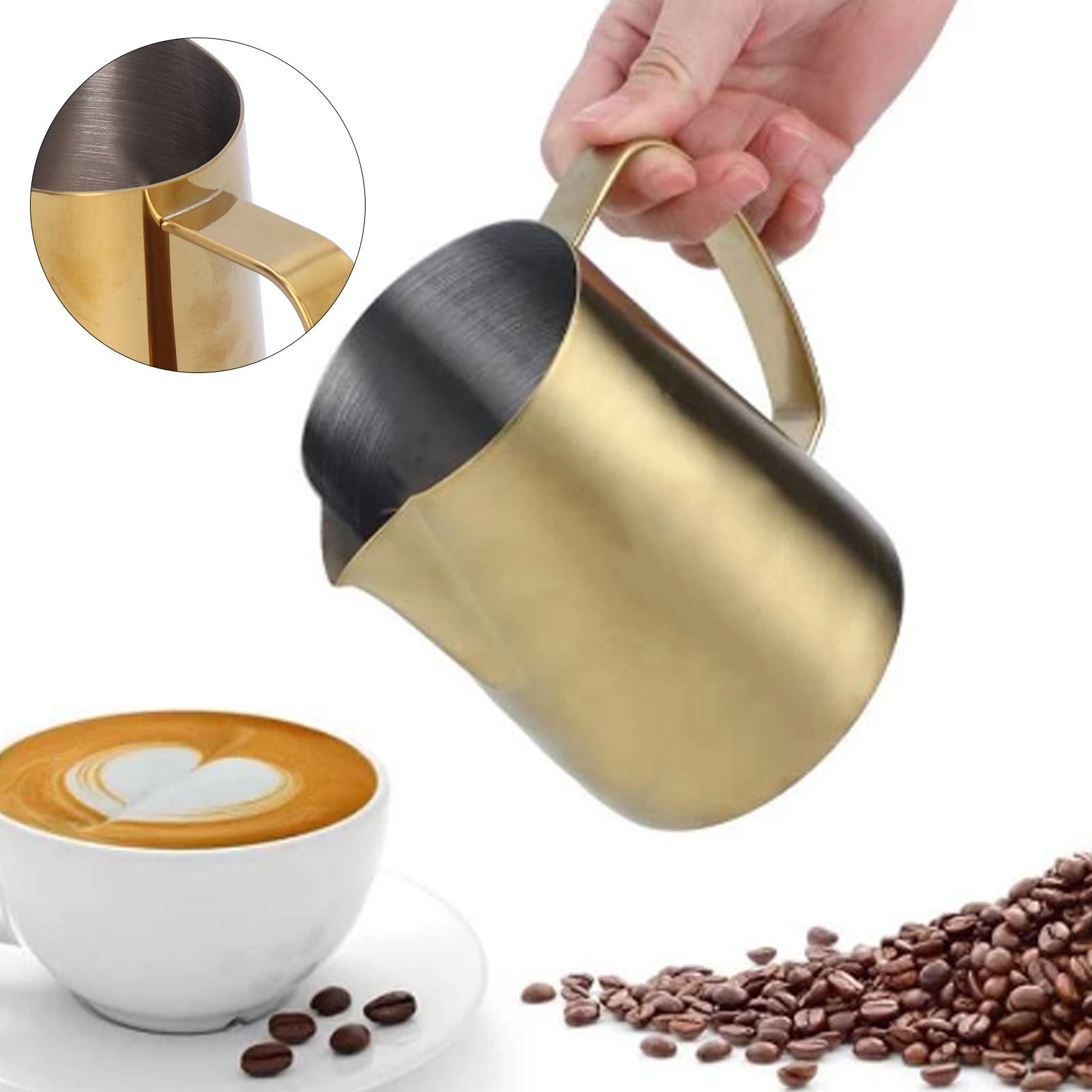 450ml Stainless Steel Milk Coffee Latte Frothing Art Jug Pitcher Mug Cup view 12