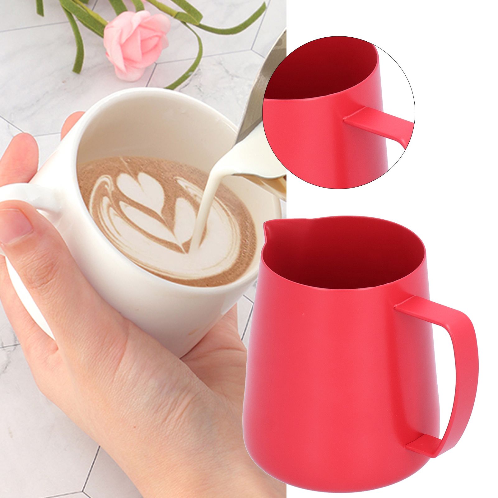 600ml Coffee Latte Art Pitcher Jug Milk Frothing Cup Coffee Making Accessory Red view 11