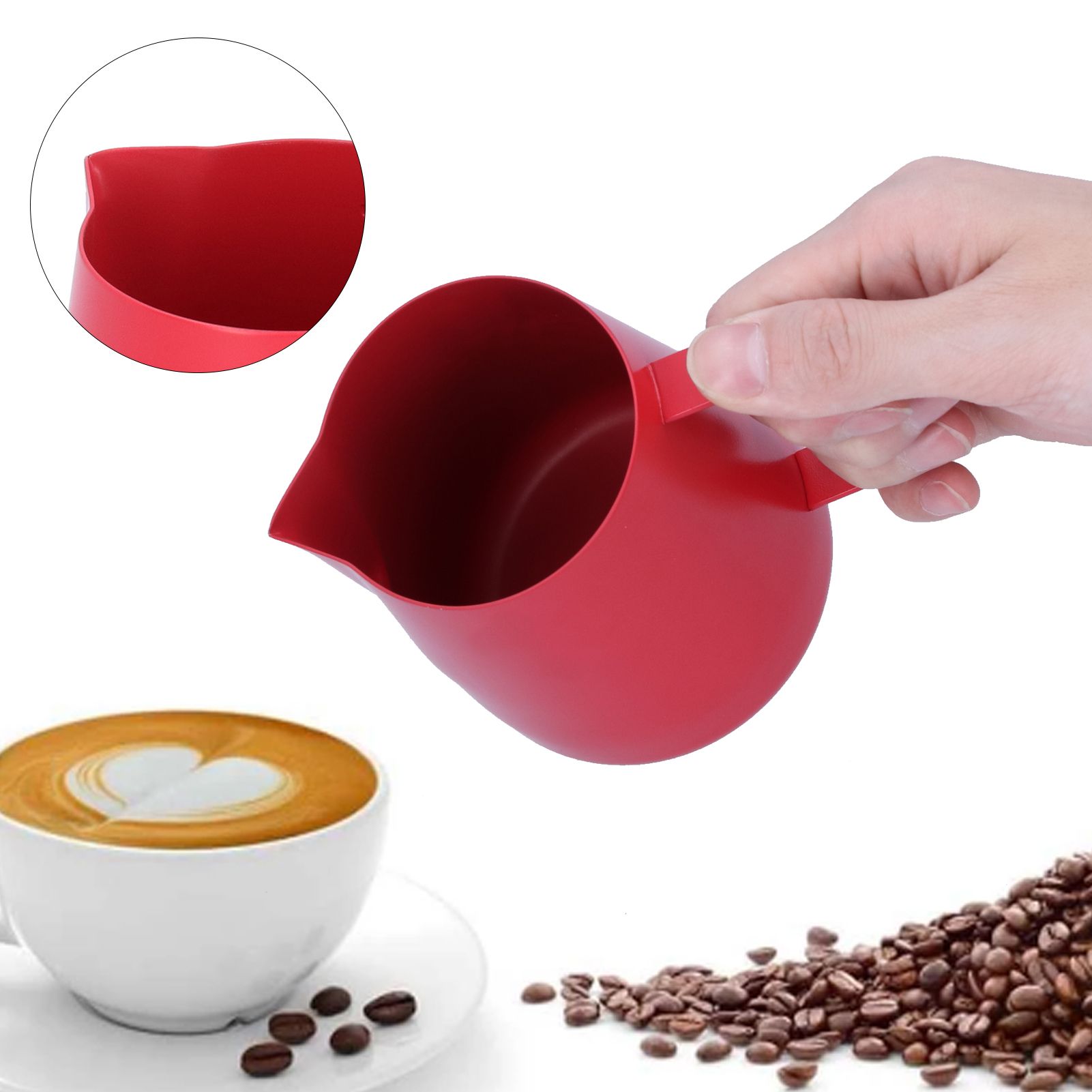 600ml Coffee Latte Art Pitcher Jug Milk Frothing Cup Coffee Making Accessory Red view 12
