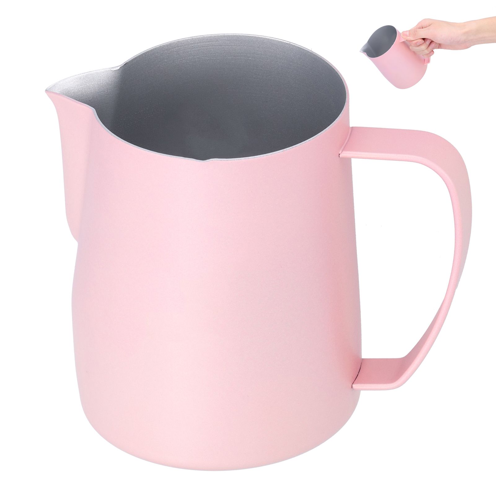 Milk Frothing Cup 304 Stainless Steel Thicken Coffee Latte Pitcher Jug 600ml Pink view 5
