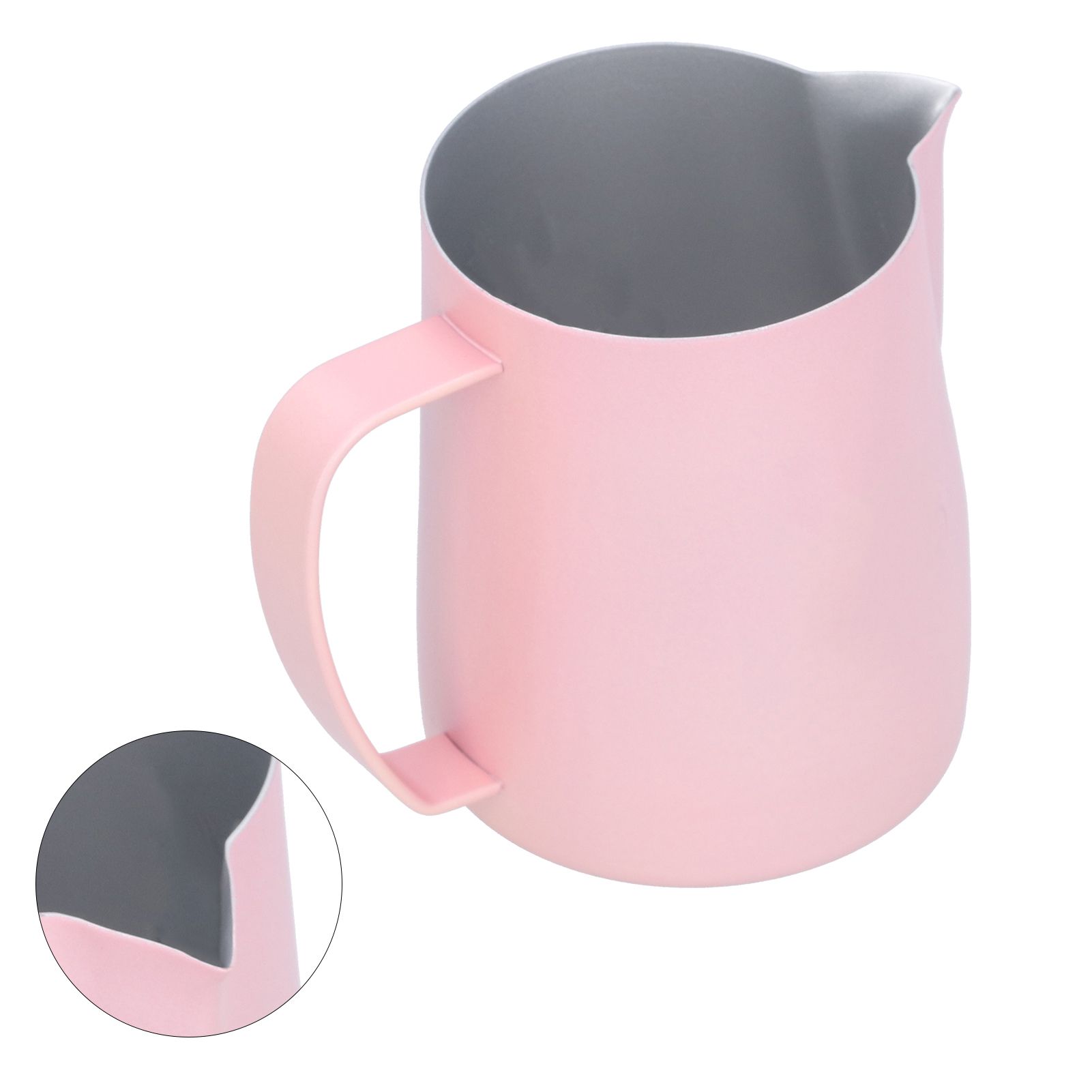 Milk Frothing Cup 304 Stainless Steel Thicken Coffee Latte Pitcher Jug 600ml Pink view 9