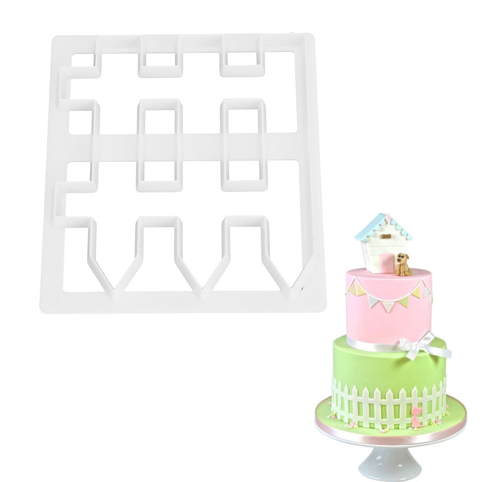 Fondant Cake Fence Printing Cutting Mold DIY Cake Border Decorating Baking view 12