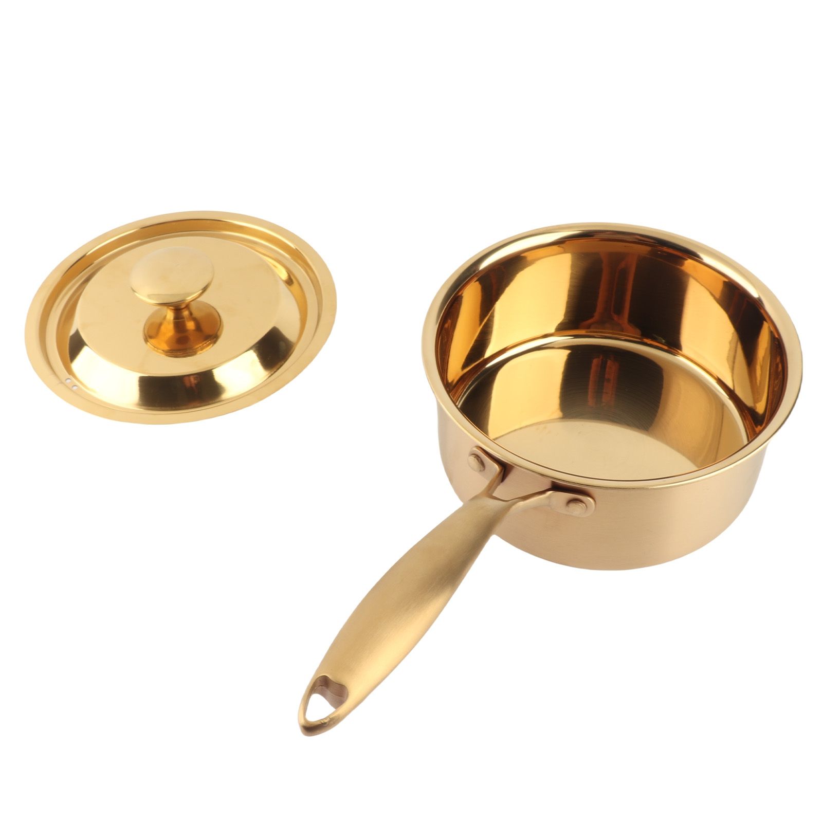Stainless Steel Thickened Milk Pot with Lid Compound 3‑Layer Bottom view 3