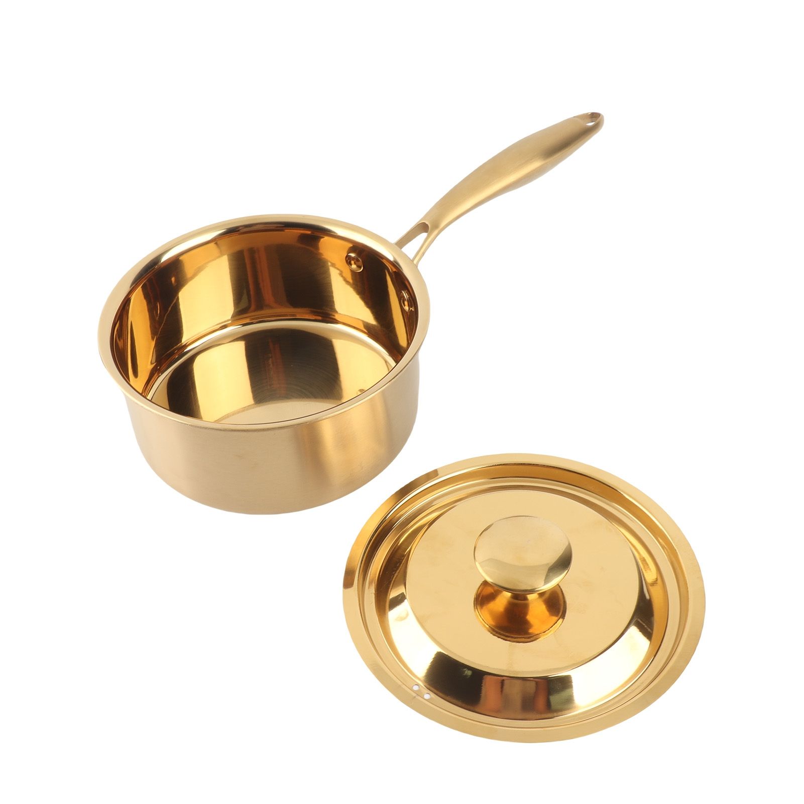 Stainless Steel Thickened Milk Pot with Lid Compound 3‑Layer Bottom view 7