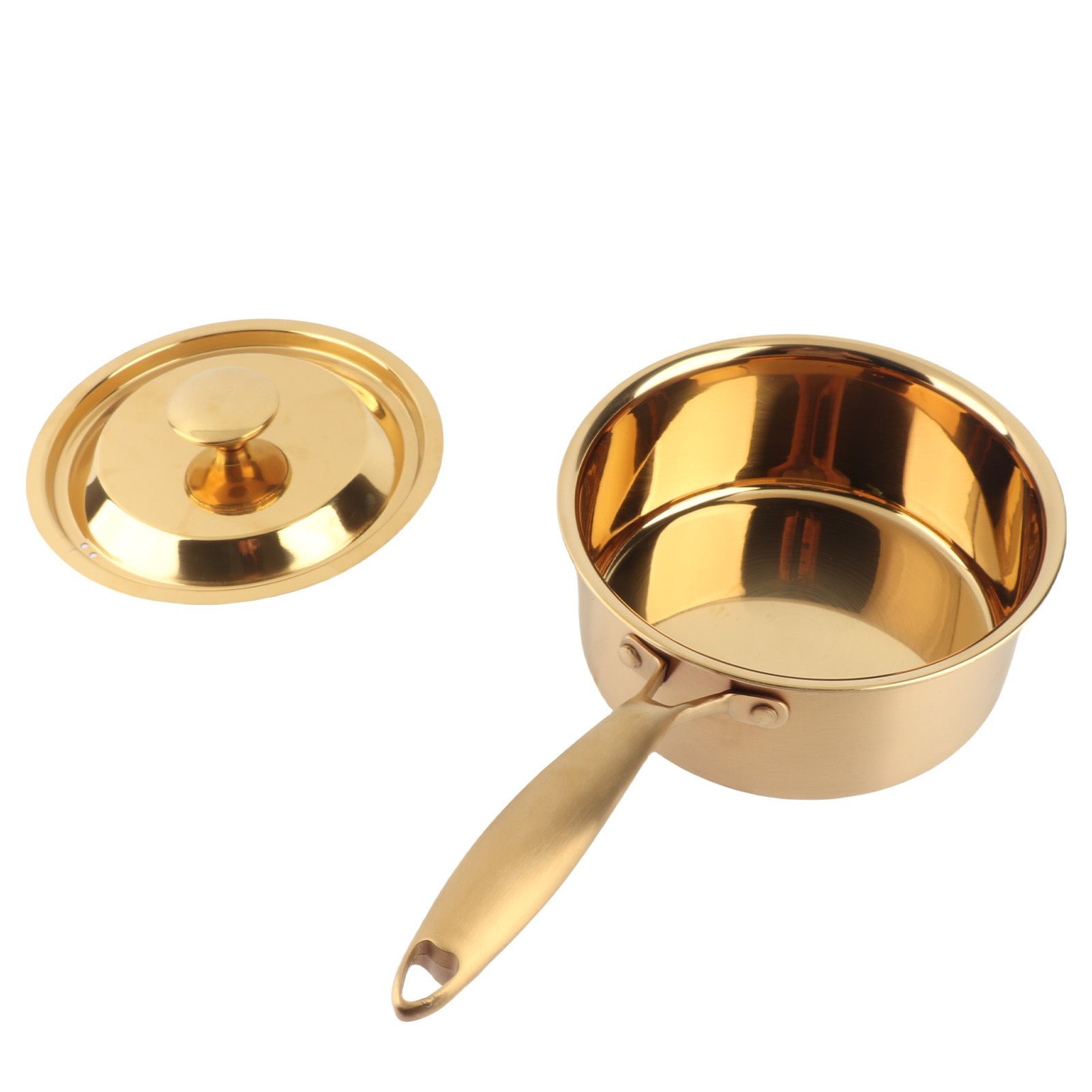 Stainless Steel Thickened Milk Pot with Lid Compound 3‑Layer Bottom view 10