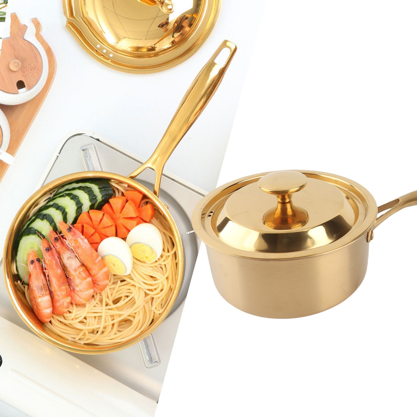 Stainless Steel Thickened Milk Pot with Lid Compound 3‑Layer Bottom view 12