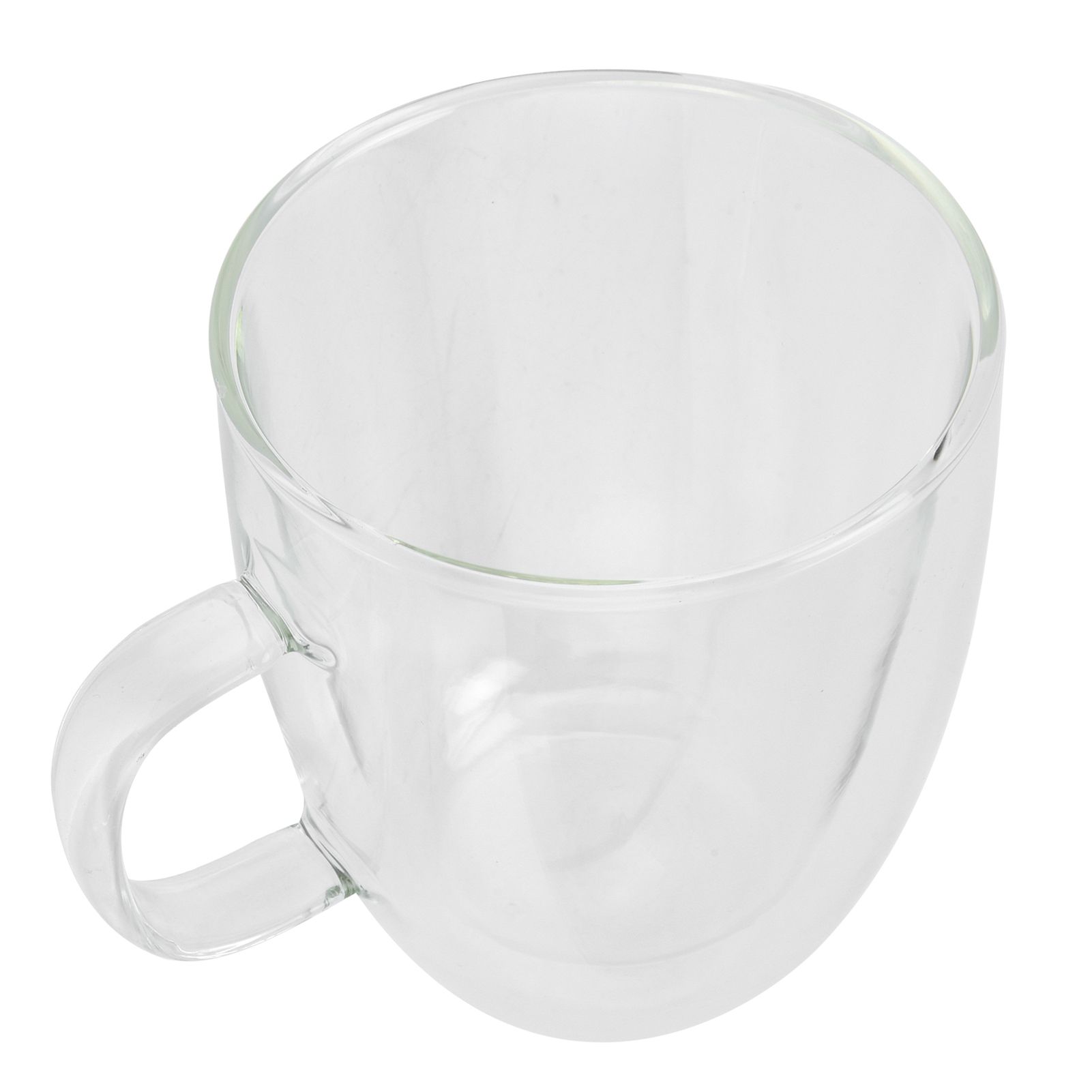 Double Wall Cup with Handle Transparent Glass Coffee Mug for Hot Cold Beverage view 3