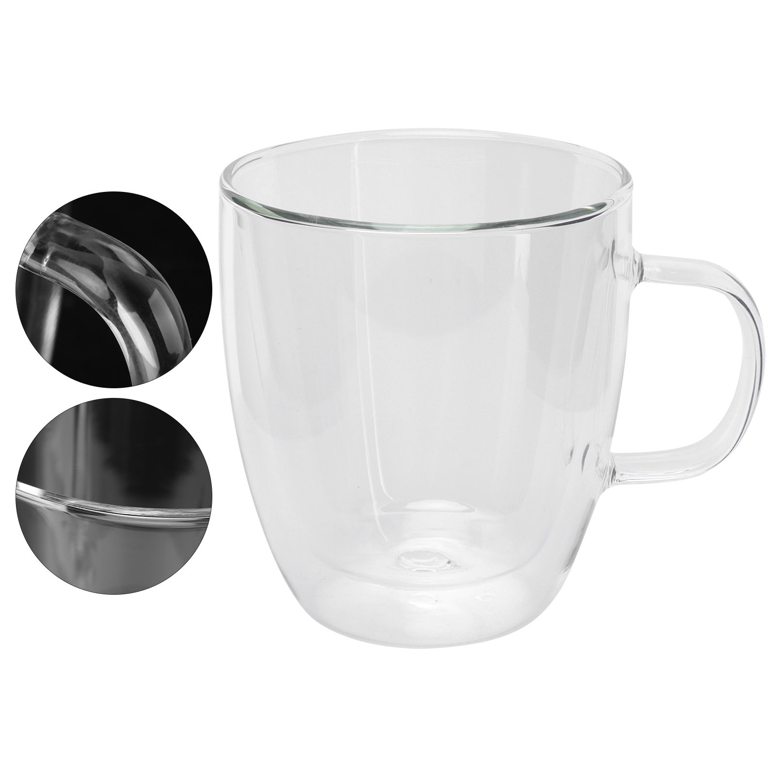 Double Wall Cup with Handle Transparent Glass Coffee Mug for Hot Cold Beverage view 8