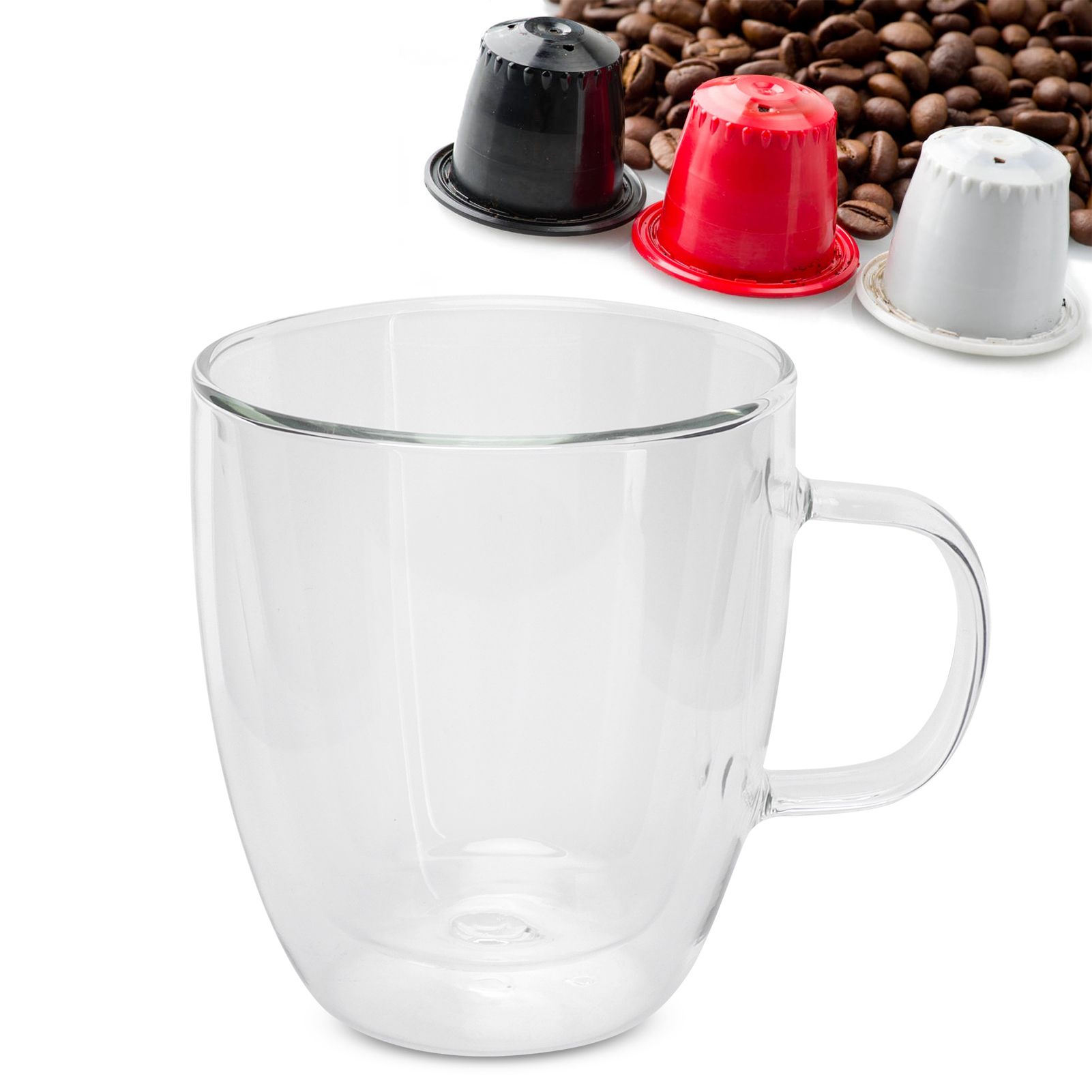 Double Wall Cup with Handle Transparent Glass Coffee Mug for Hot Cold Beverage view 12