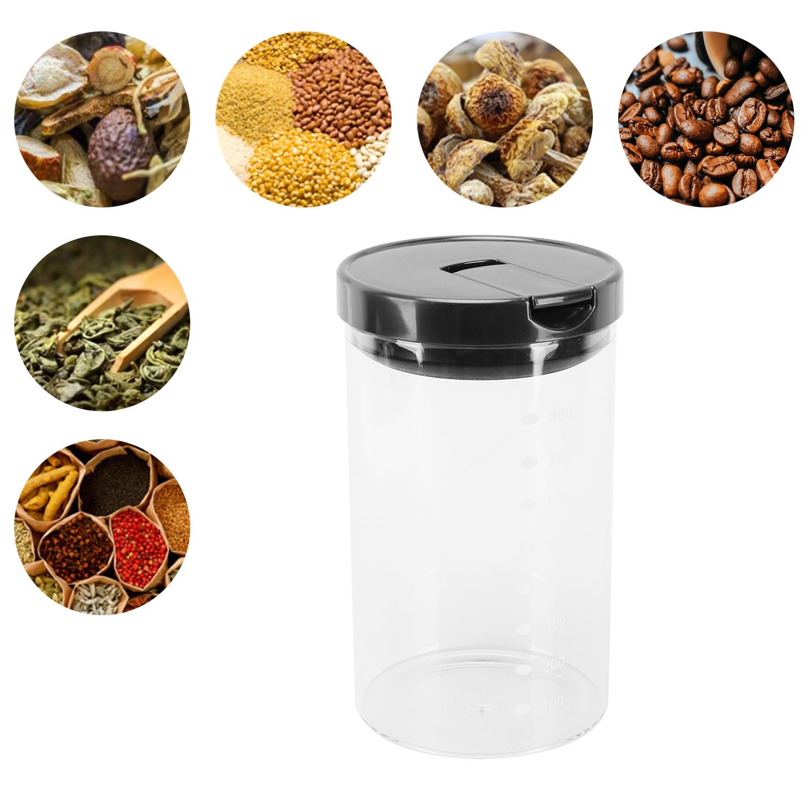 Glass Jar with Lids Scale Line Food Storage Containers for Kitchen Household view 12