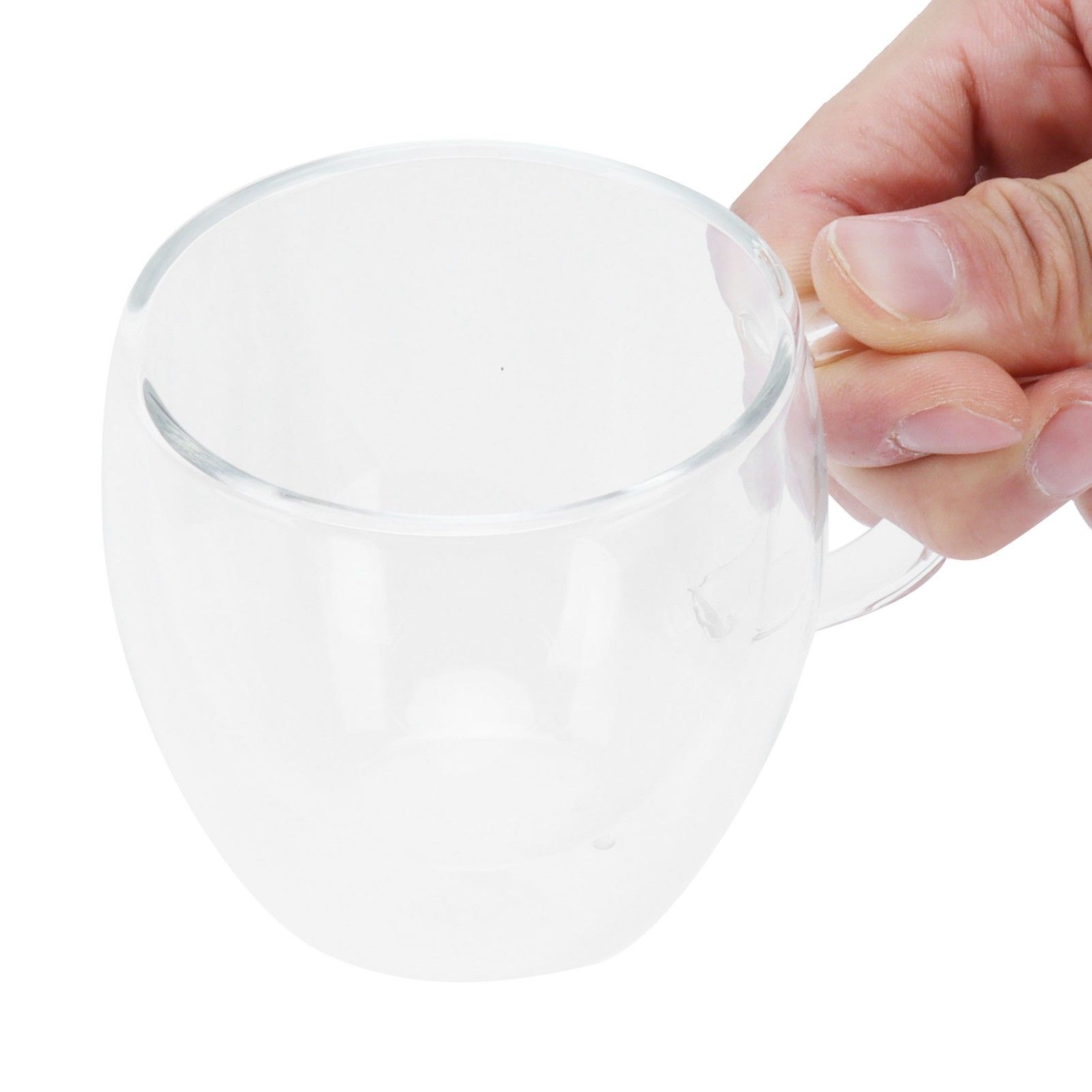Glass Mug with Handle Transparent Double Wall Coffee Milk Tea Drink Cup Heat view 3