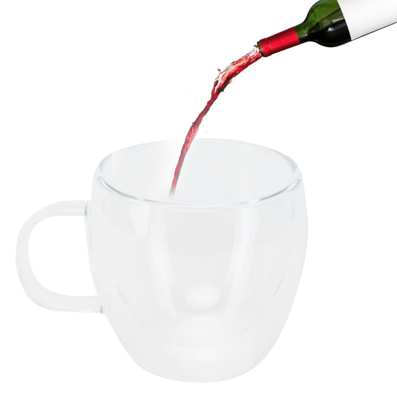Glass Mug with Handle Transparent Double Wall Coffee Milk Tea Drink Cup Heat view 11