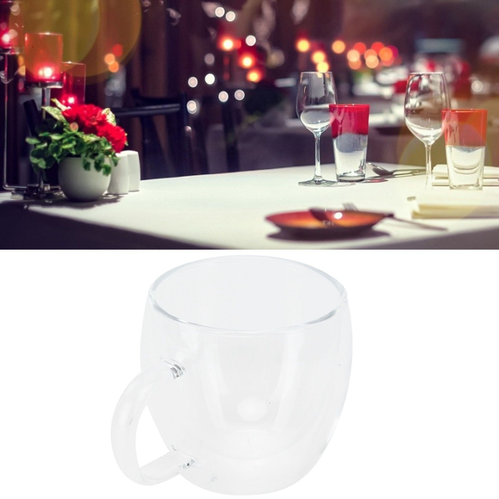 Glass Mug with Handle Transparent Double Wall Coffee Milk Tea Drink Cup Heat view 12