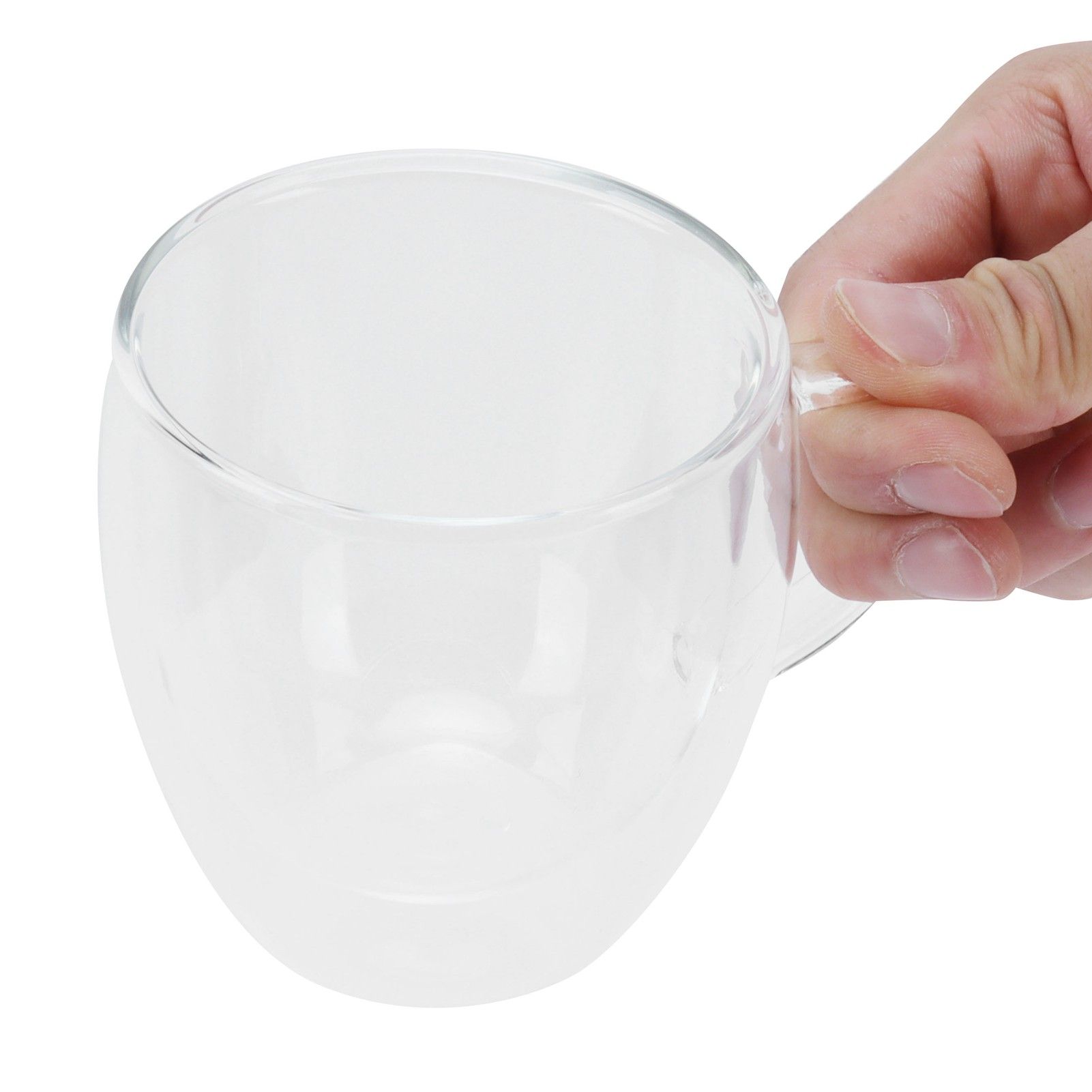 Glass Mug with Handle Transparent Double Wall Coffee Milk Tea Drink Cup Heat view 3