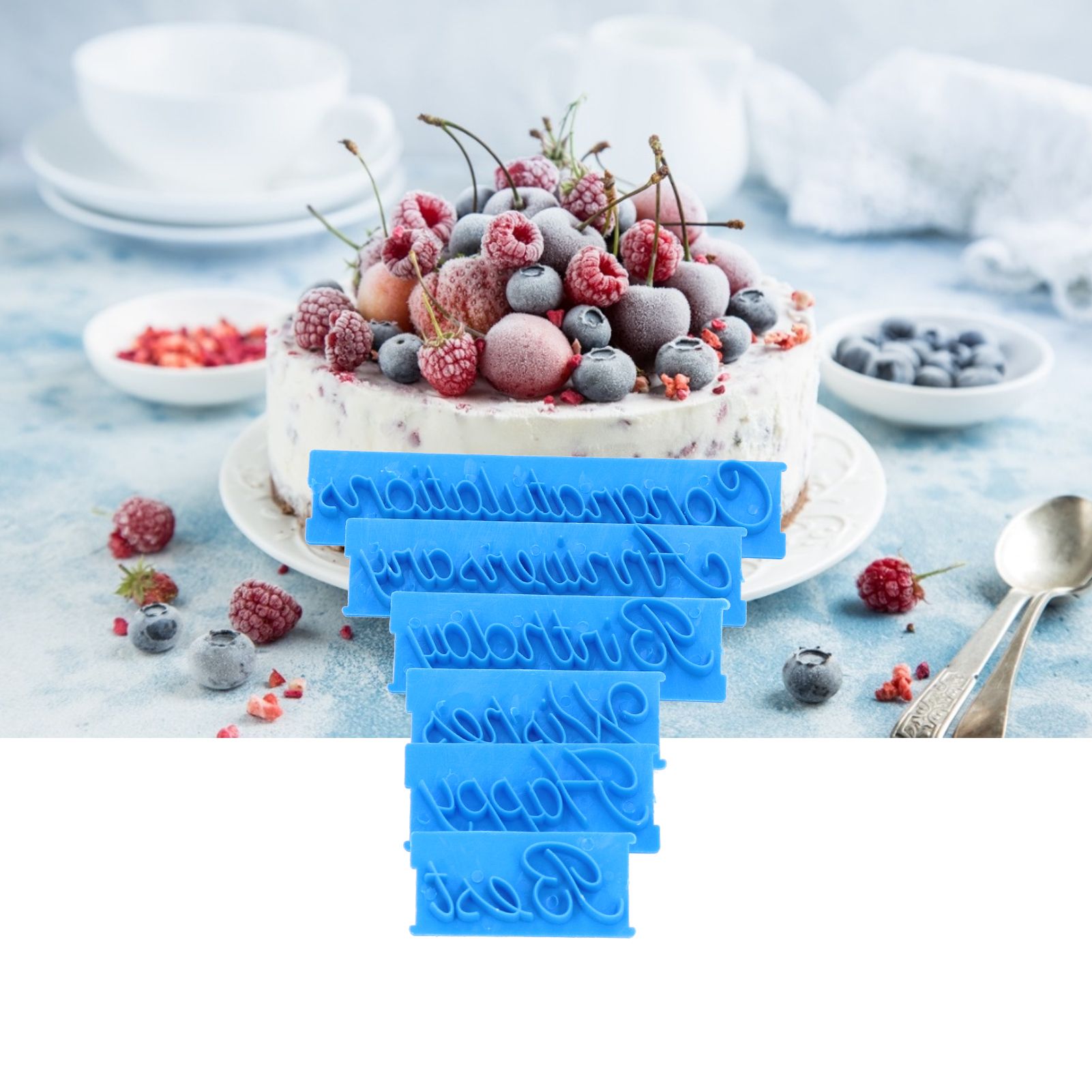 6Pcs Words Cake Mold DIY Handwritten Letter Printed Stamp Mould Bakery view 11