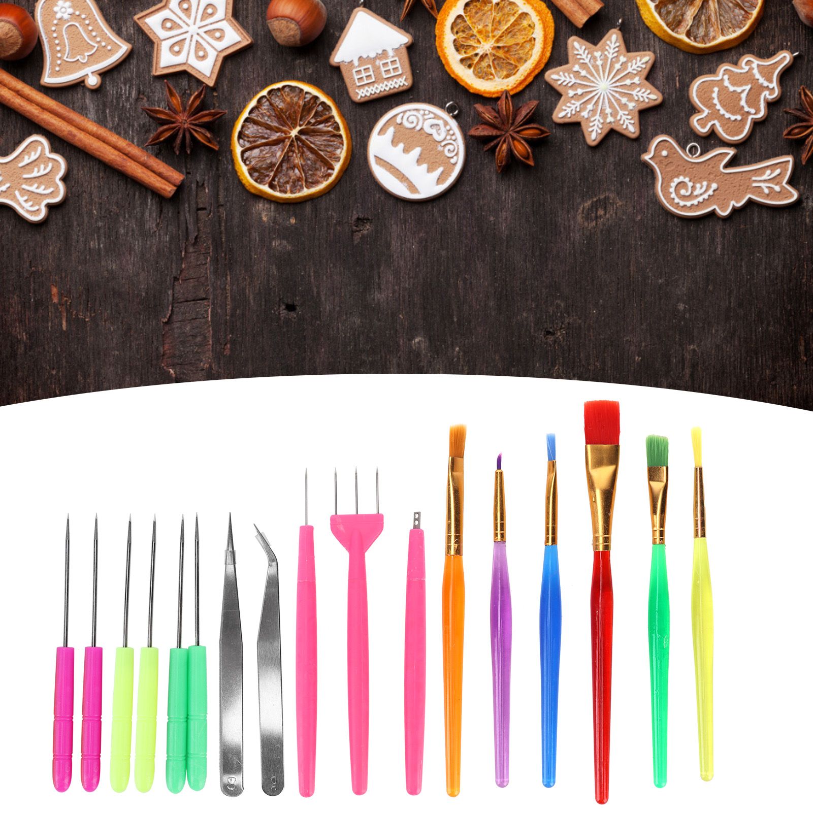 17Pcs/Set Cookies Brush Set Fondant Stirring Pin Cake Decoration Tool for Home view 12