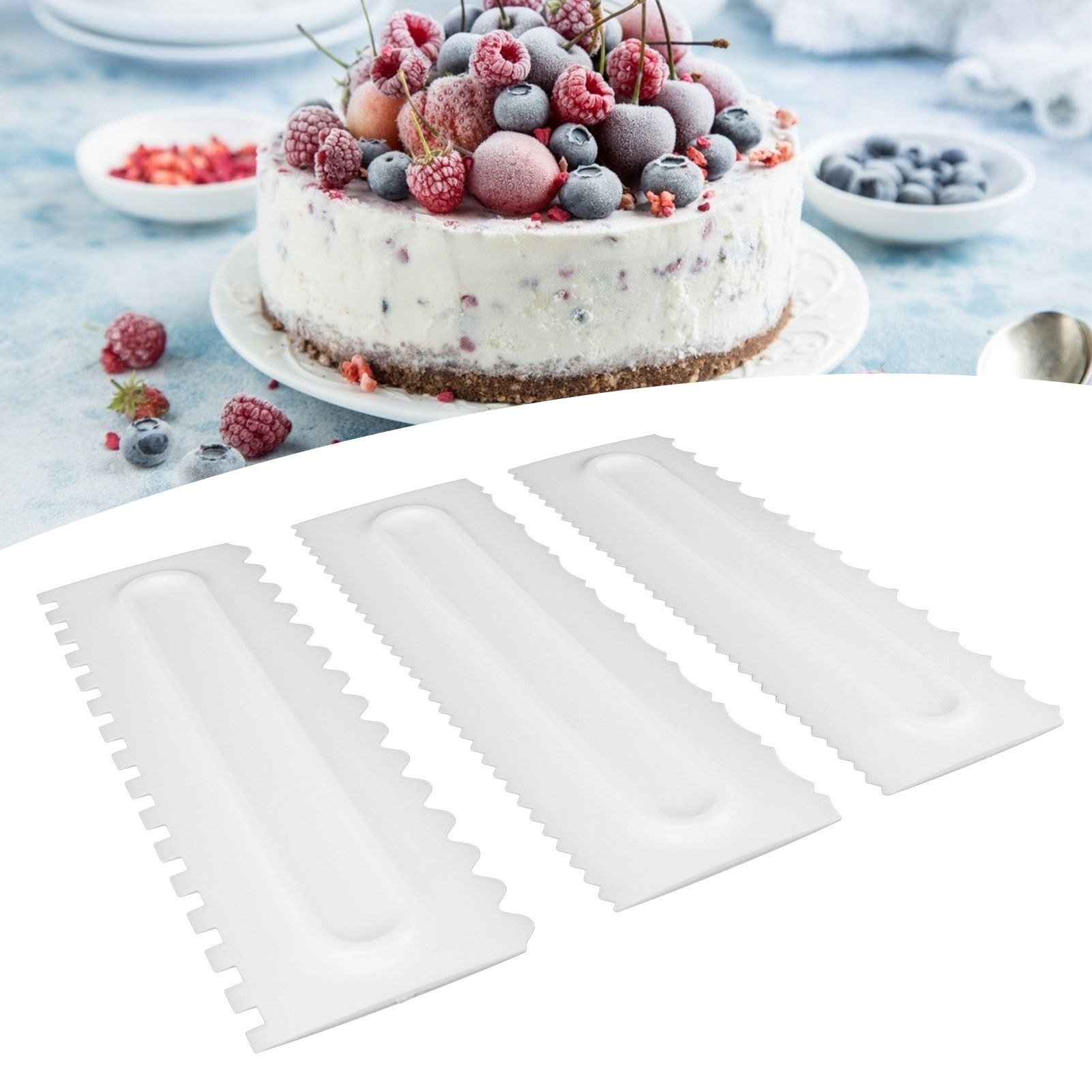 3Pcs/Set Cream Scraper Plastic Scraper Fondant Cake Modeling Tool for Dessert view 11