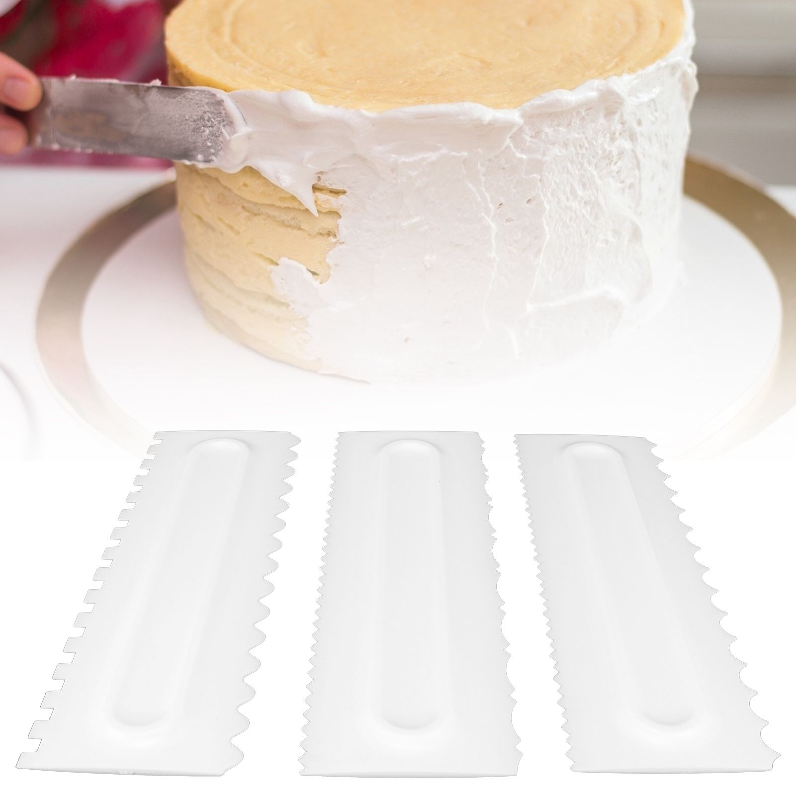 3Pcs/Set Cream Scraper Plastic Scraper Fondant Cake Modeling Tool for Dessert view 12