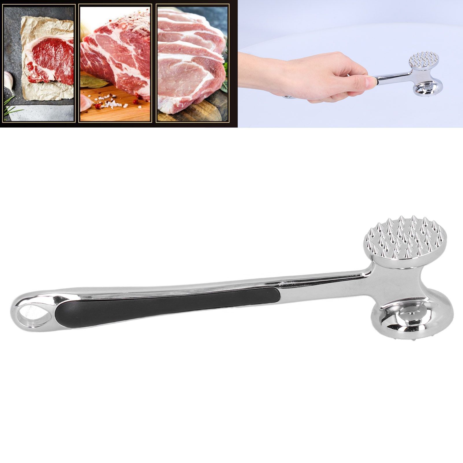 Meat Hammer Zinc Alloy DualSided Steak Tenderizer Meat Tenderizing Tool for view 12