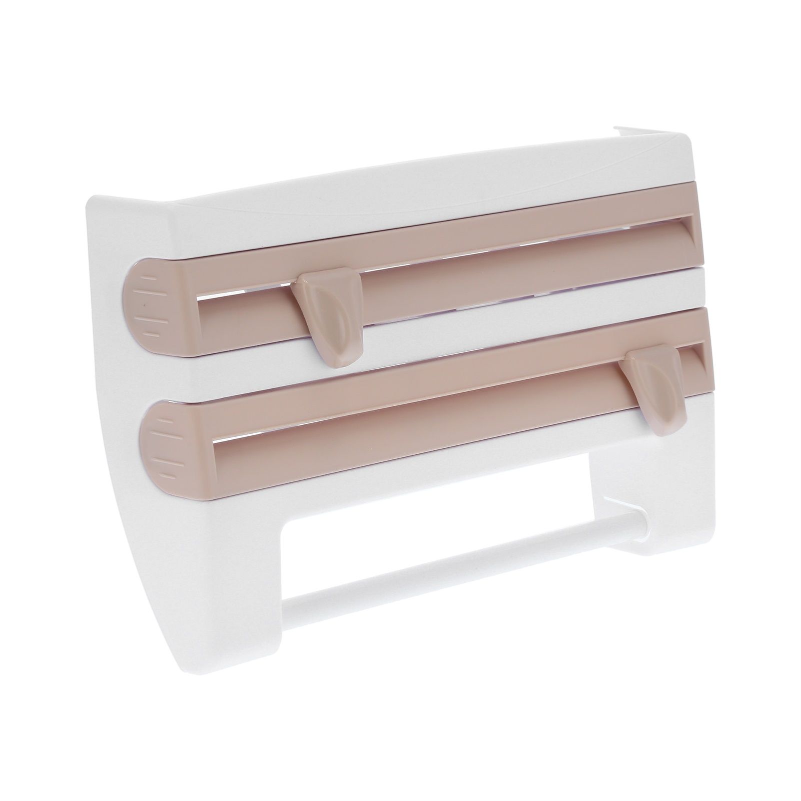 Plastic Wrap Storage Rack Cling Film Dispenser Cutter Paper Towel Holder view 4