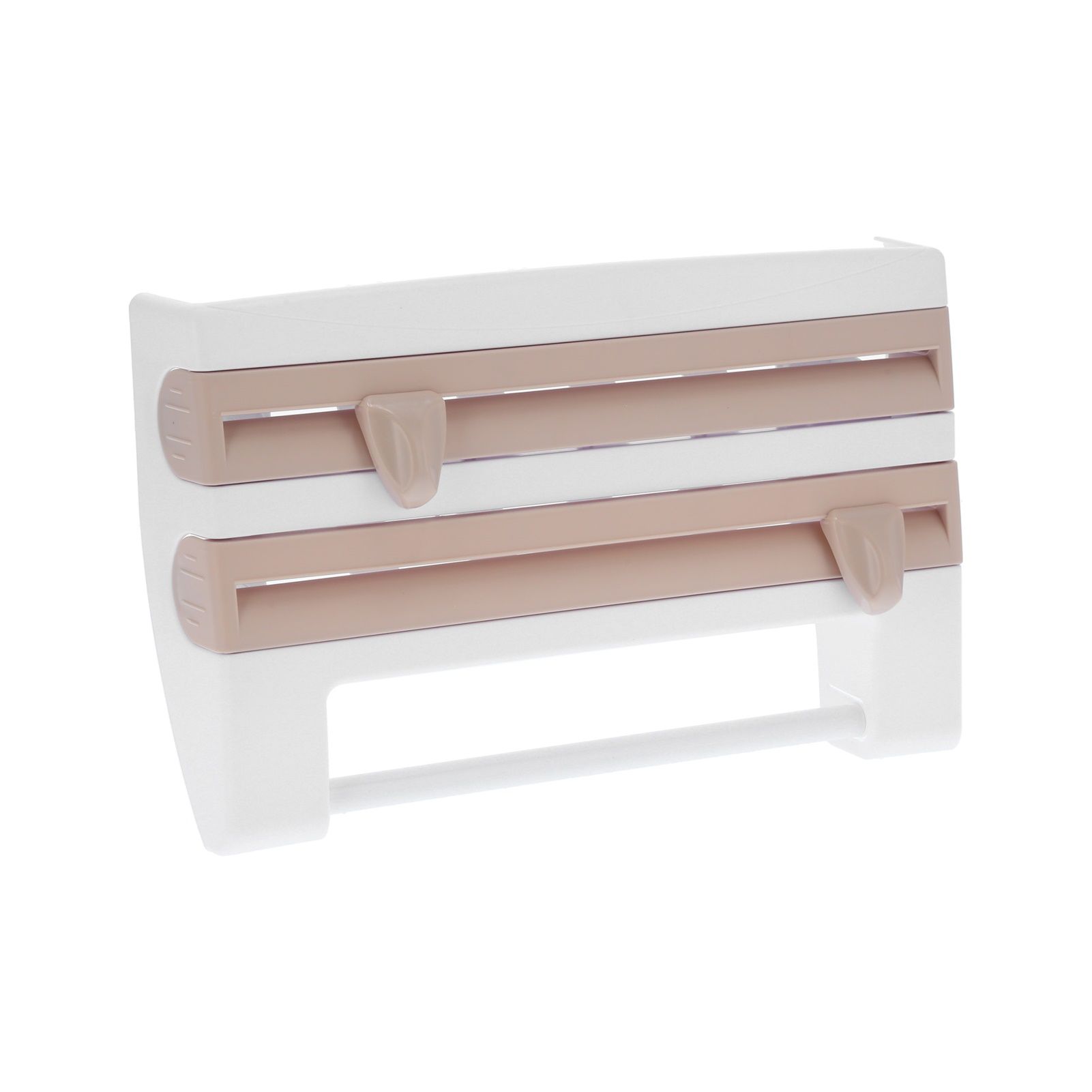 Plastic Wrap Storage Rack Cling Film Dispenser Cutter Paper Towel Holder view 5