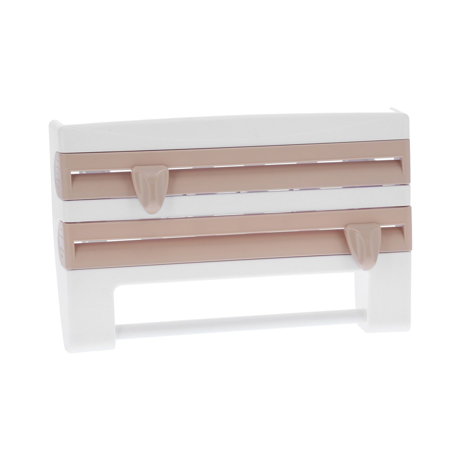 Plastic Wrap Storage Rack Cling Film Dispenser Cutter Paper Towel Holder view 6