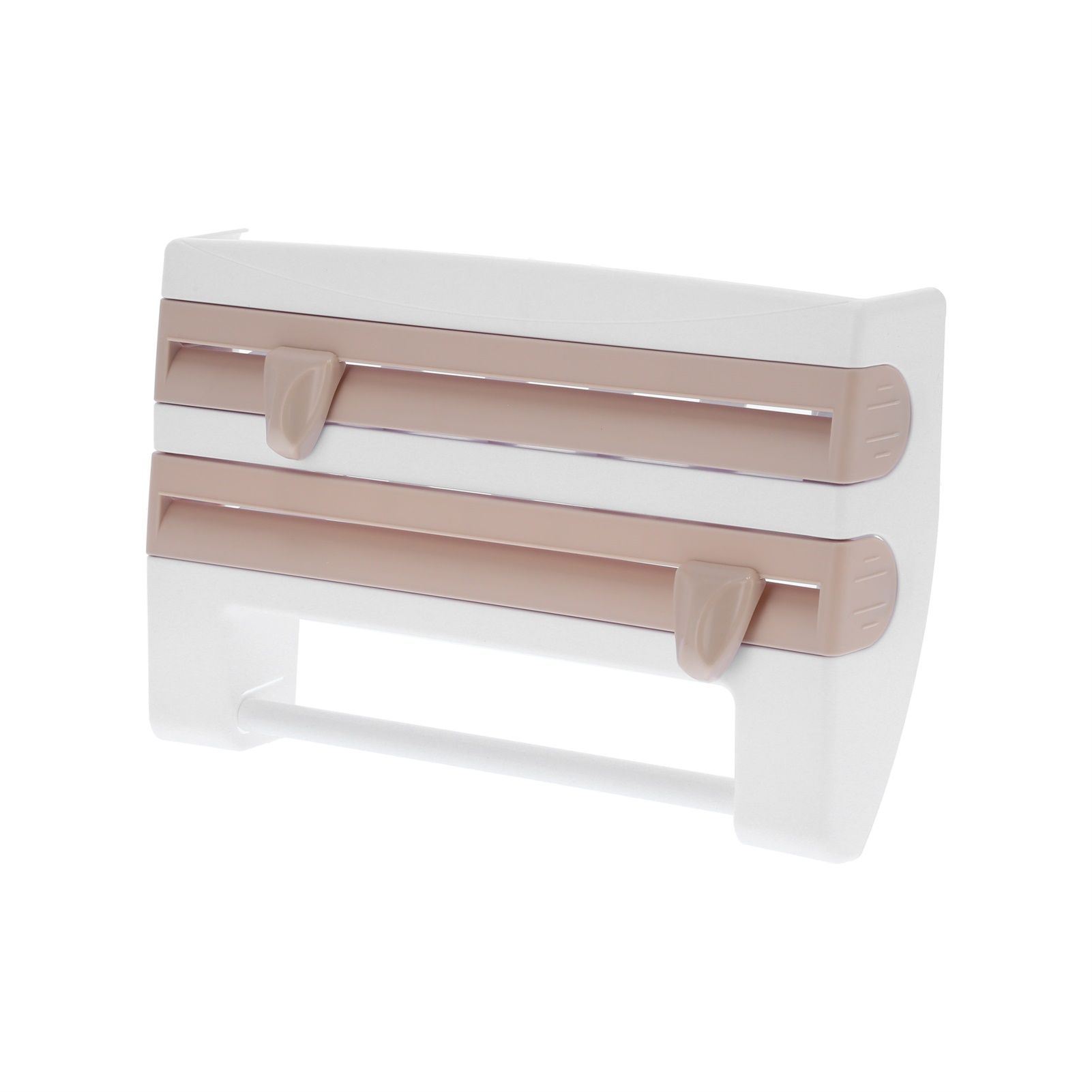 Plastic Wrap Storage Rack Cling Film Dispenser Cutter Paper Towel Holder view 7
