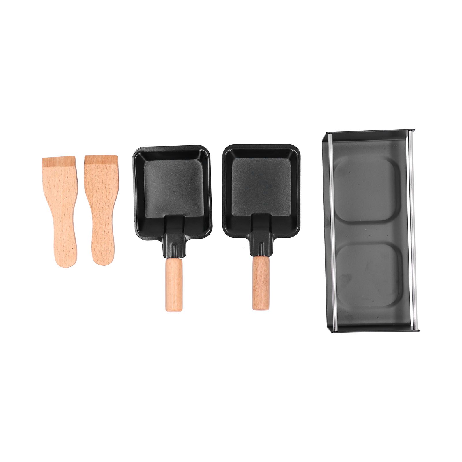 Barbecue Plate Portable NonStick Mini Cheese Grill Pan with Wooden Handle for view 2