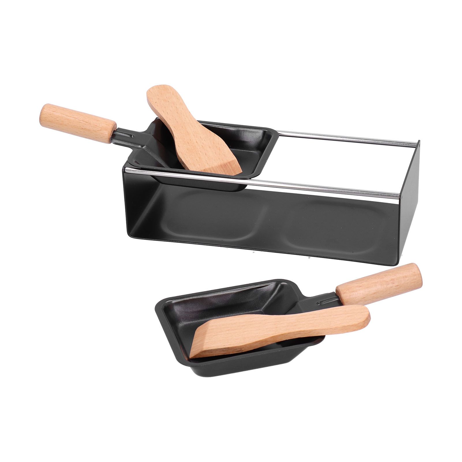 Barbecue Plate Portable NonStick Mini Cheese Grill Pan with Wooden Handle for view 7