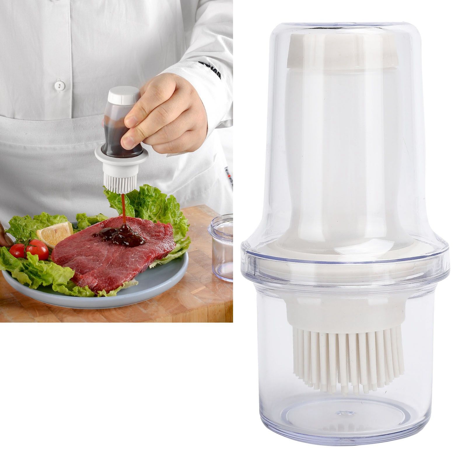 Silicone Barbecue Oil Bottle with Brush and Cover Dustproof Sauce Brush Baking view 11