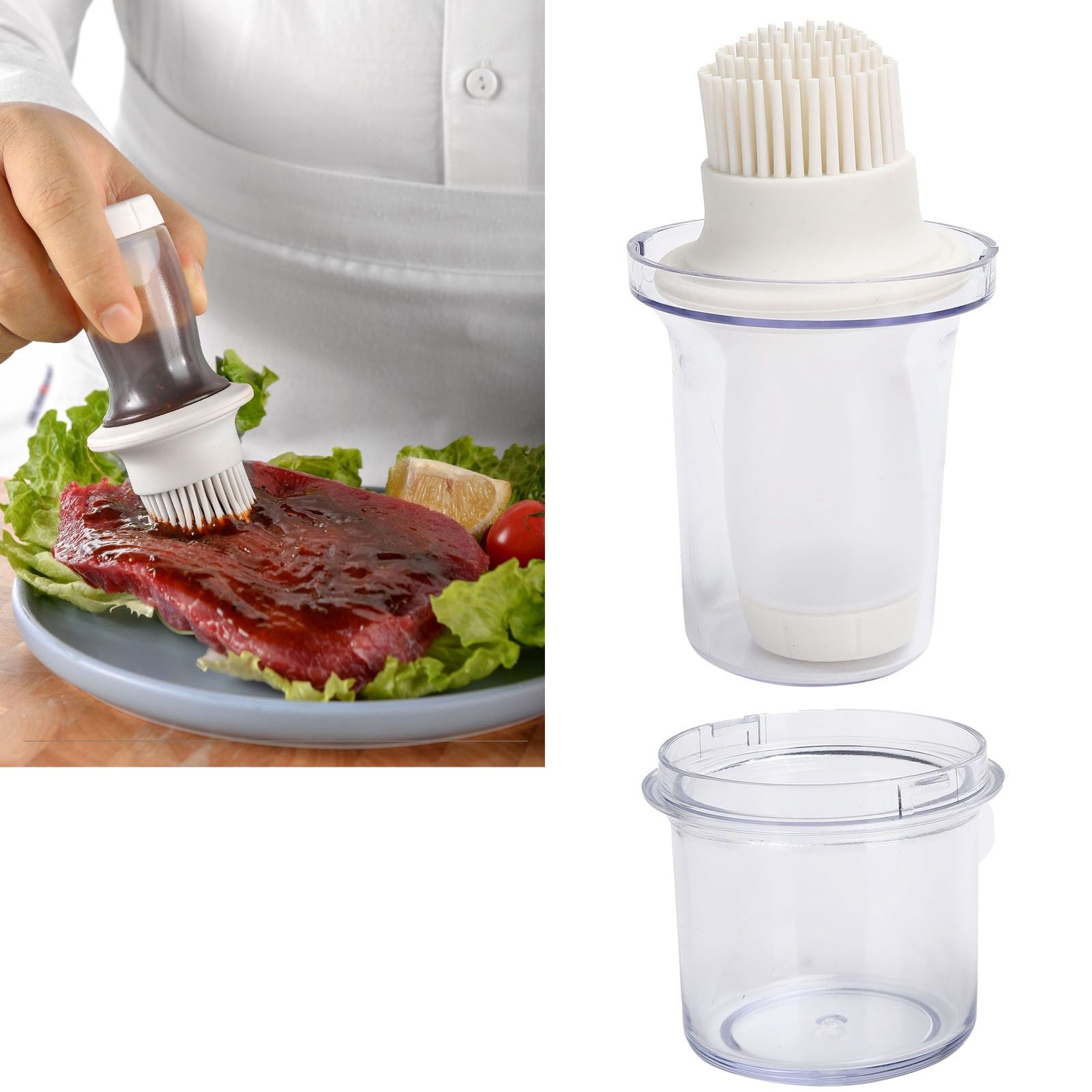 Silicone Barbecue Oil Bottle with Brush and Cover Dustproof Sauce Brush Baking view 12