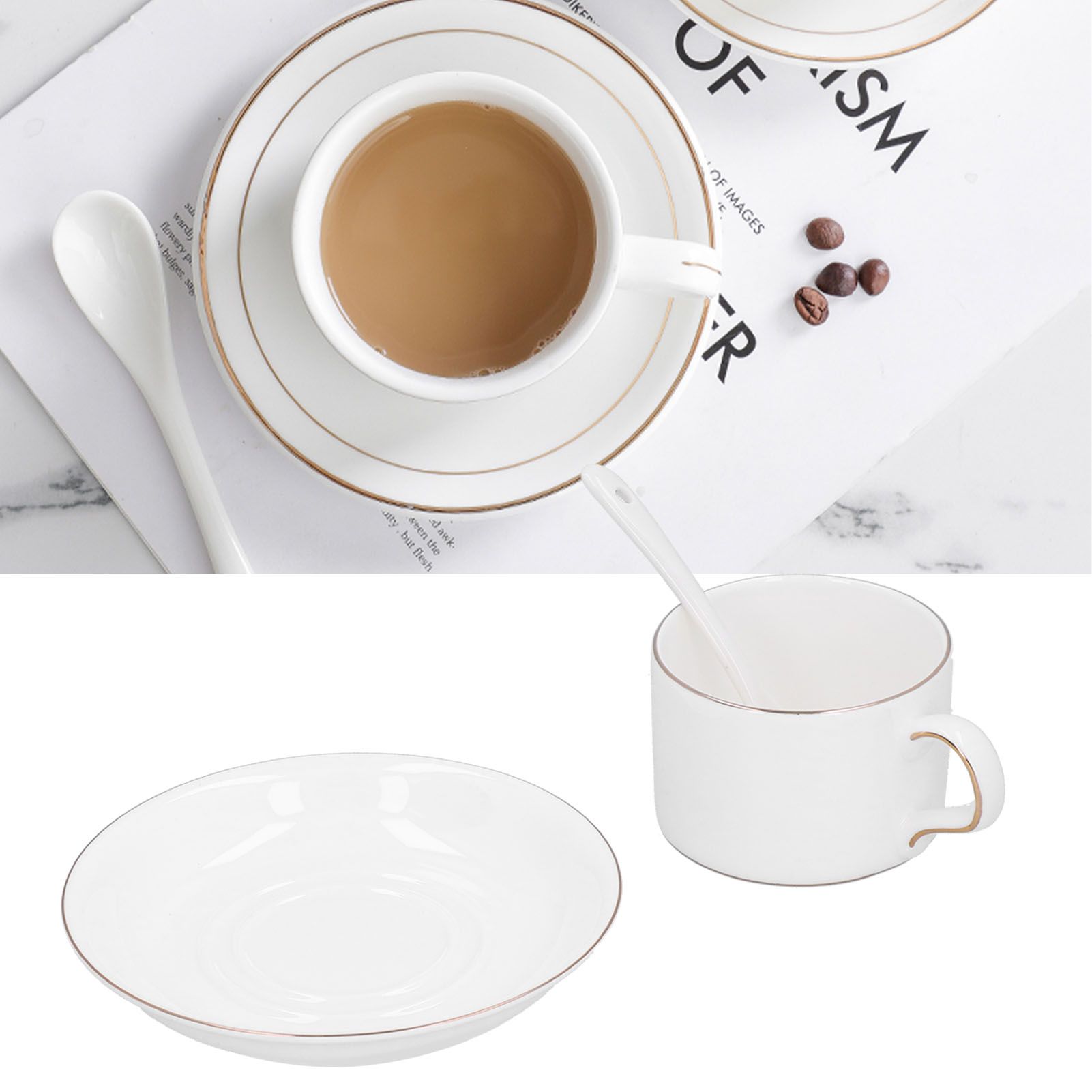 4 Set Coffee Cup Set Coffee Mug with Saucer Spoon Tea Mug Drinkware Gift for view 11