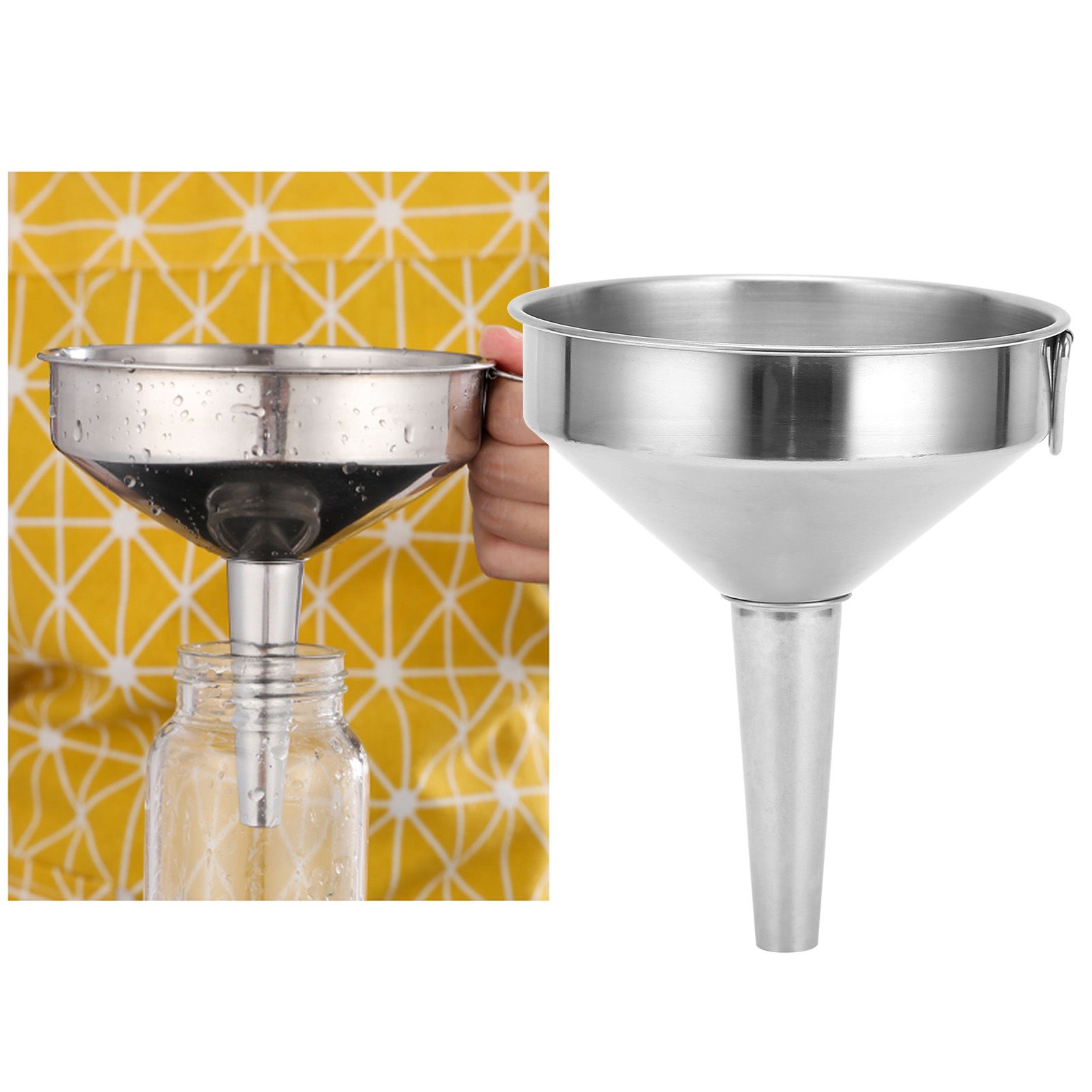 Stainless Steel Funnel Thickened Kitchen Funnel for Transferring of Liquid Dry view 11