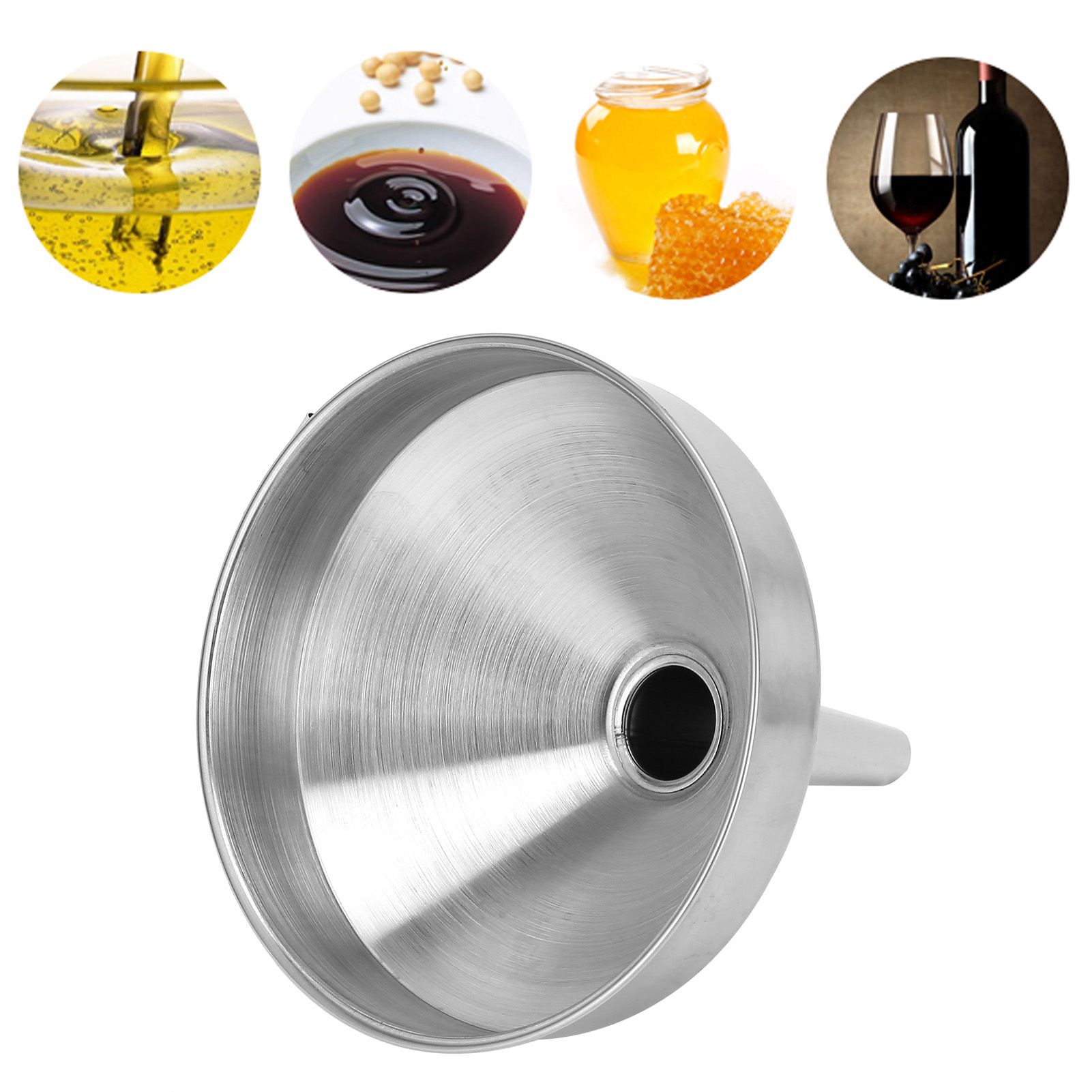 Stainless Steel Funnel Thickened Kitchen Funnel for Transferring of Liquid Dry view 11