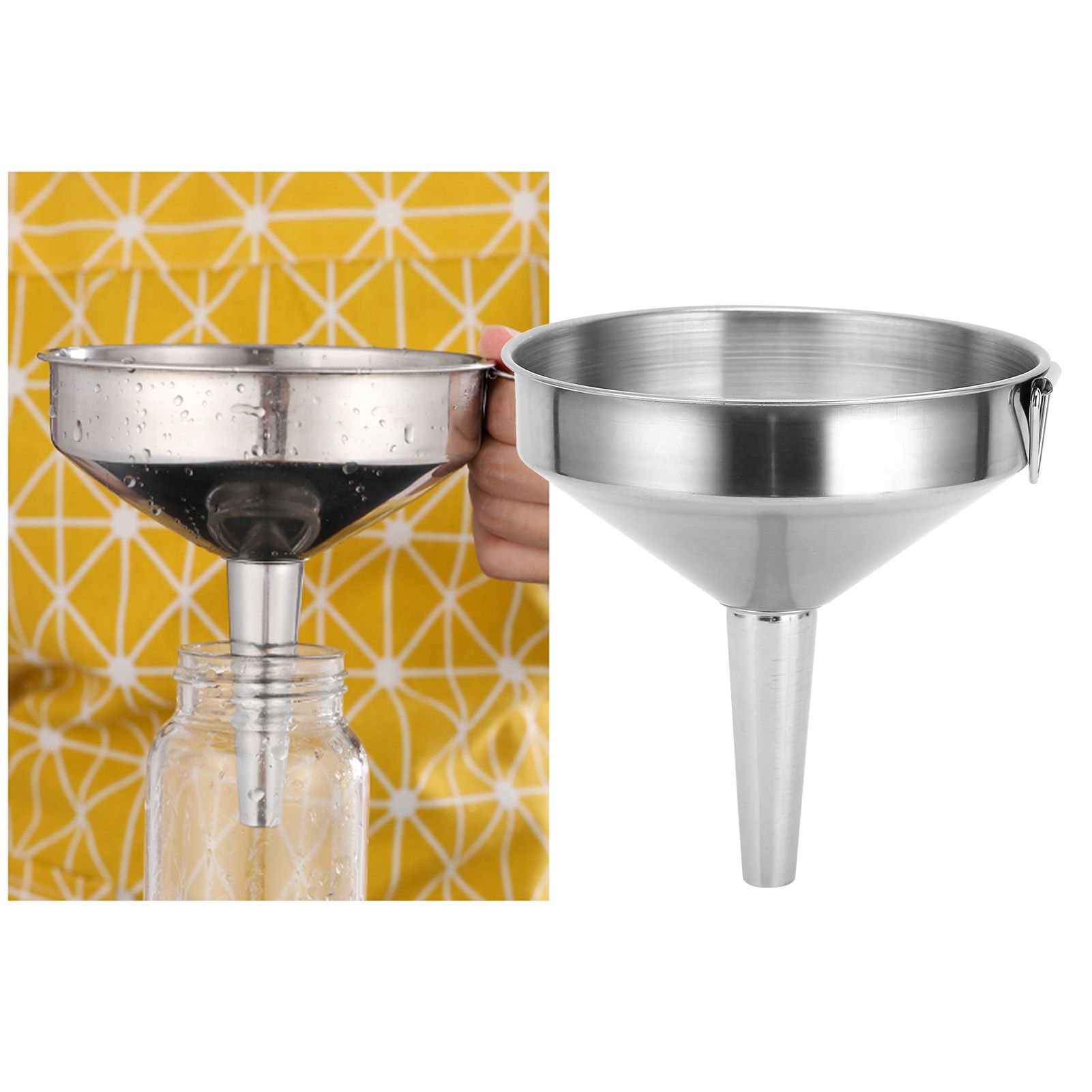Stainless Steel Funnel Thickened Kitchen Funnel for Transferring of Liquid Dry view 12