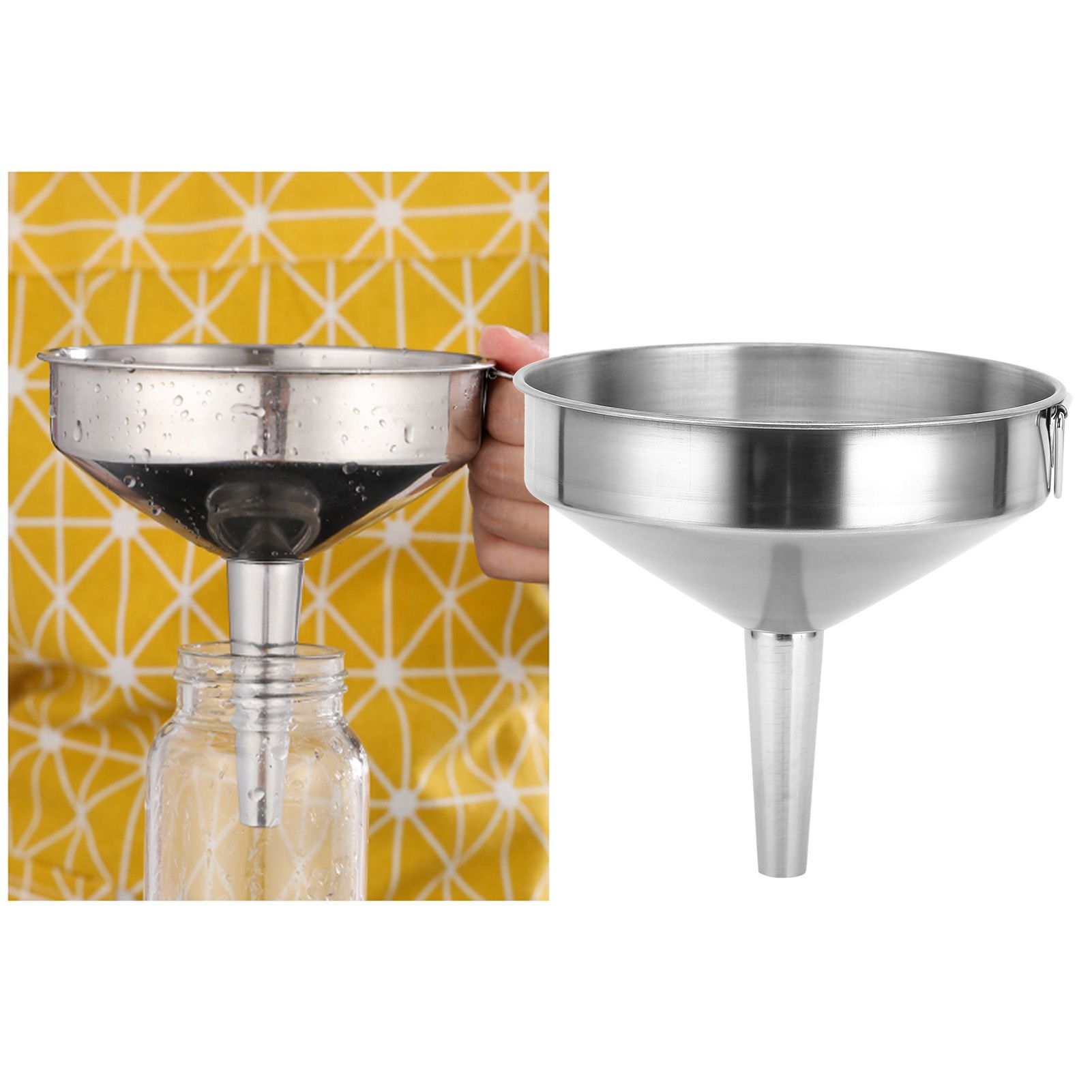 Stainless Steel Funnel Thickened Kitchen Funnel for Transferring of Liquid Dry view 11