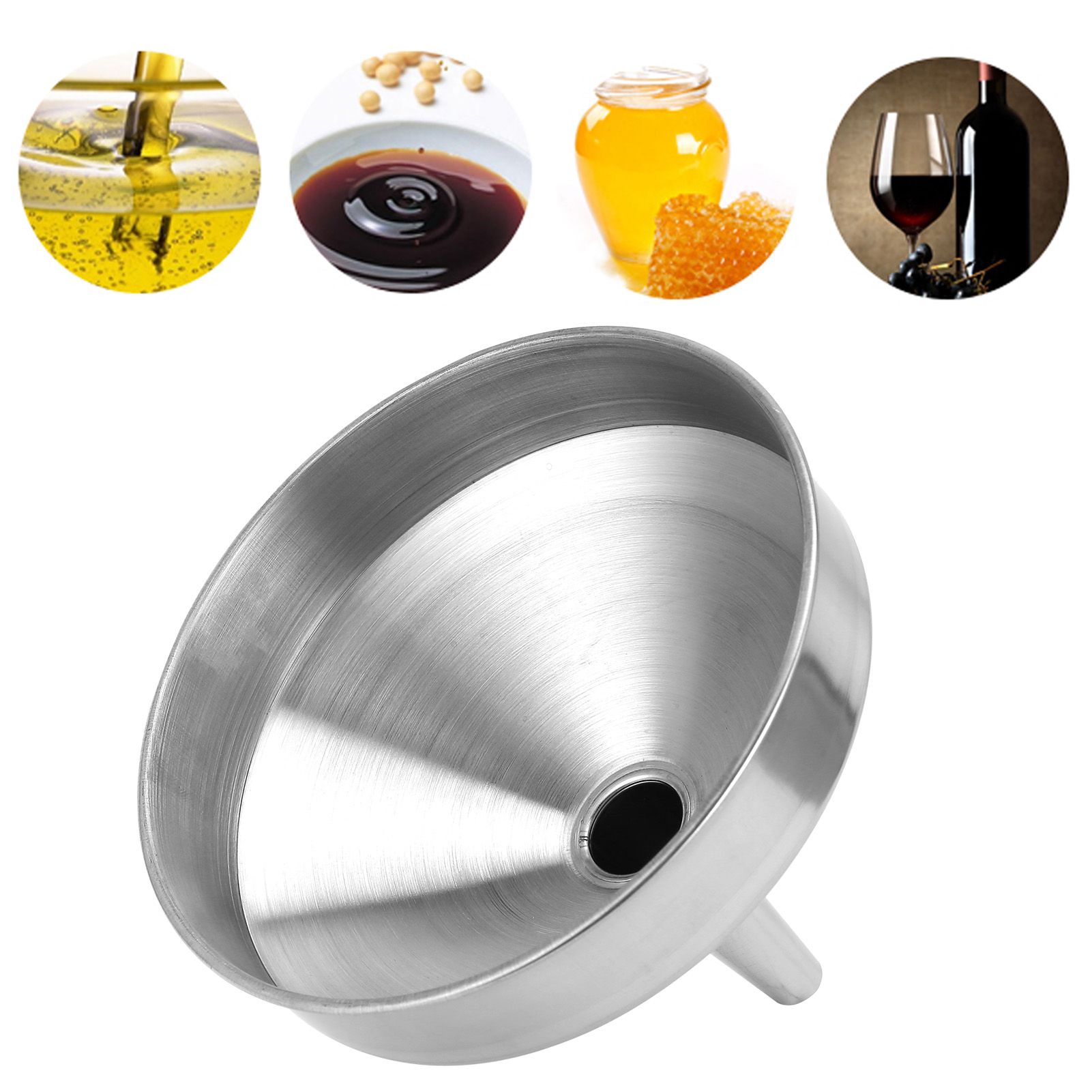 Stainless Steel Funnel Thickened Kitchen Funnel for Transferring of Liquid Dry view 12