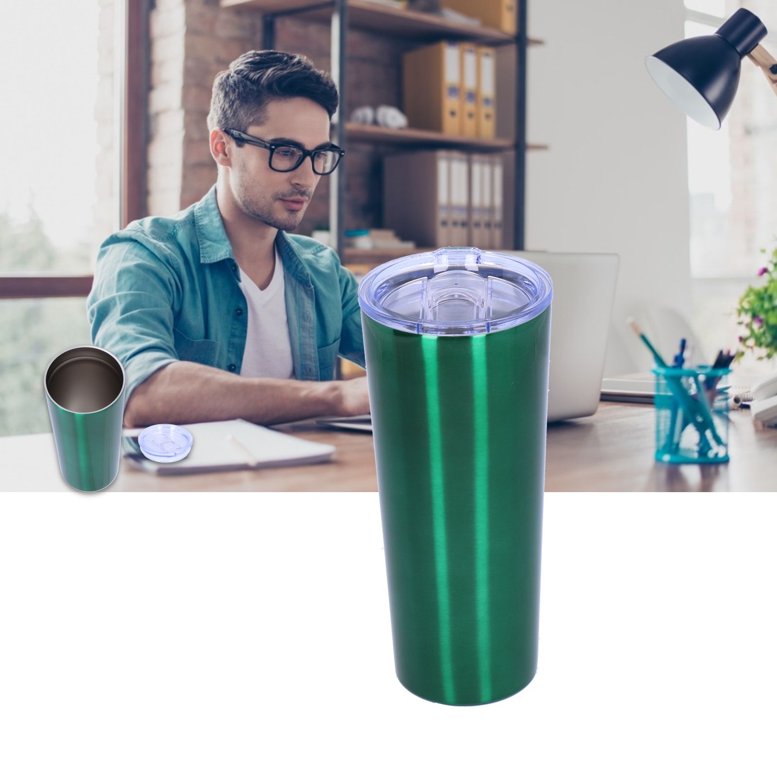 2‑Layer Green Insulation Bottle Stainless Steel Vacuum Bottle for Travel view 12