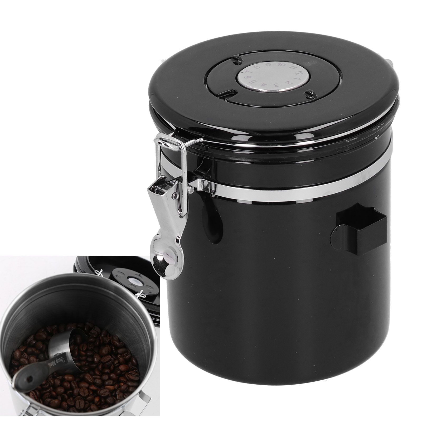 Coffee Beans Sealing Jar Canister Container with Exhaust Valve Spoon for Home view 11