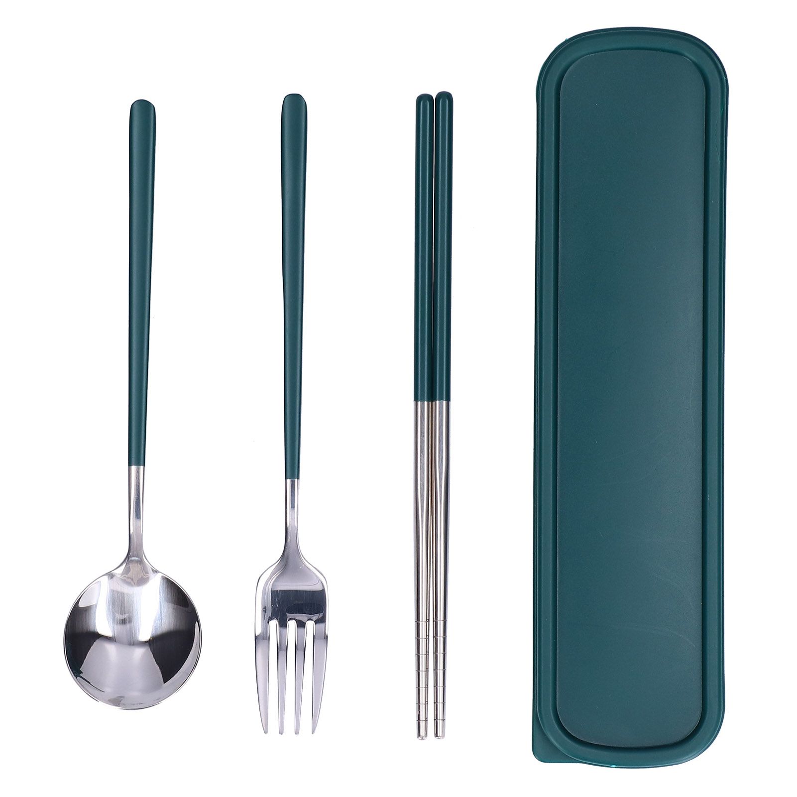 3Pcs/Set Stainless Steel Paint Tableware Set Chopstick Spoon Fork Kit for view 2