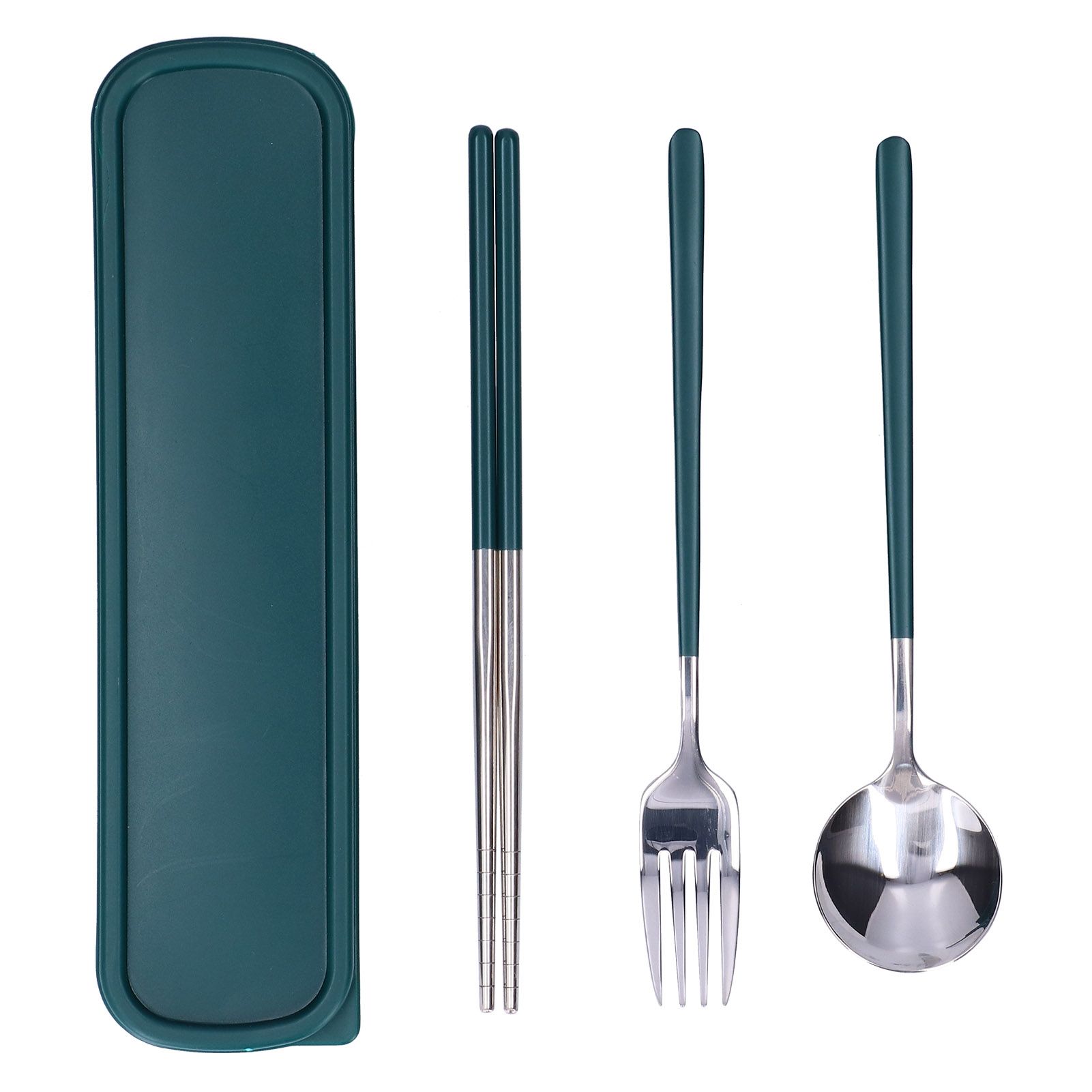 3Pcs/Set Stainless Steel Paint Tableware Set Chopstick Spoon Fork Kit for view 6