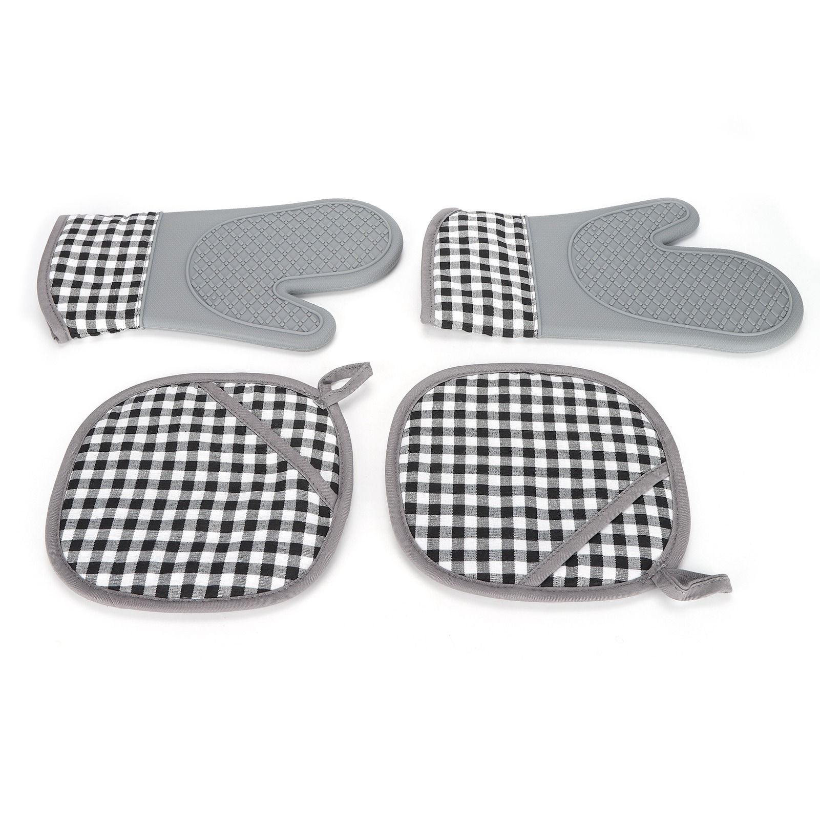 Silicone Cotton Gloves Heat Insulation Pad Set Oven Baking Gloves Mitts for