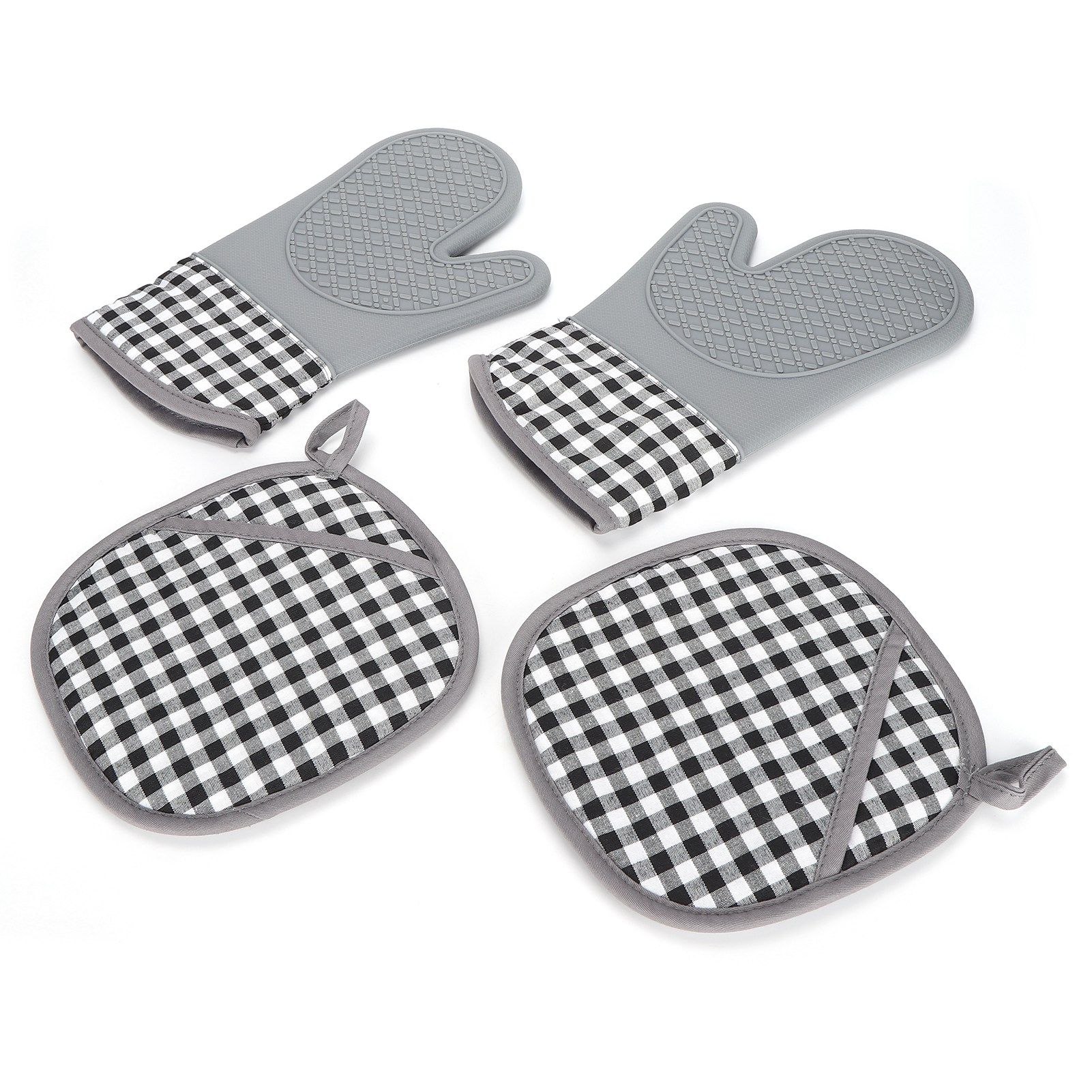 Silicone Cotton Gloves Heat Insulation Pad Set Oven Baking Gloves Mitts for view 4