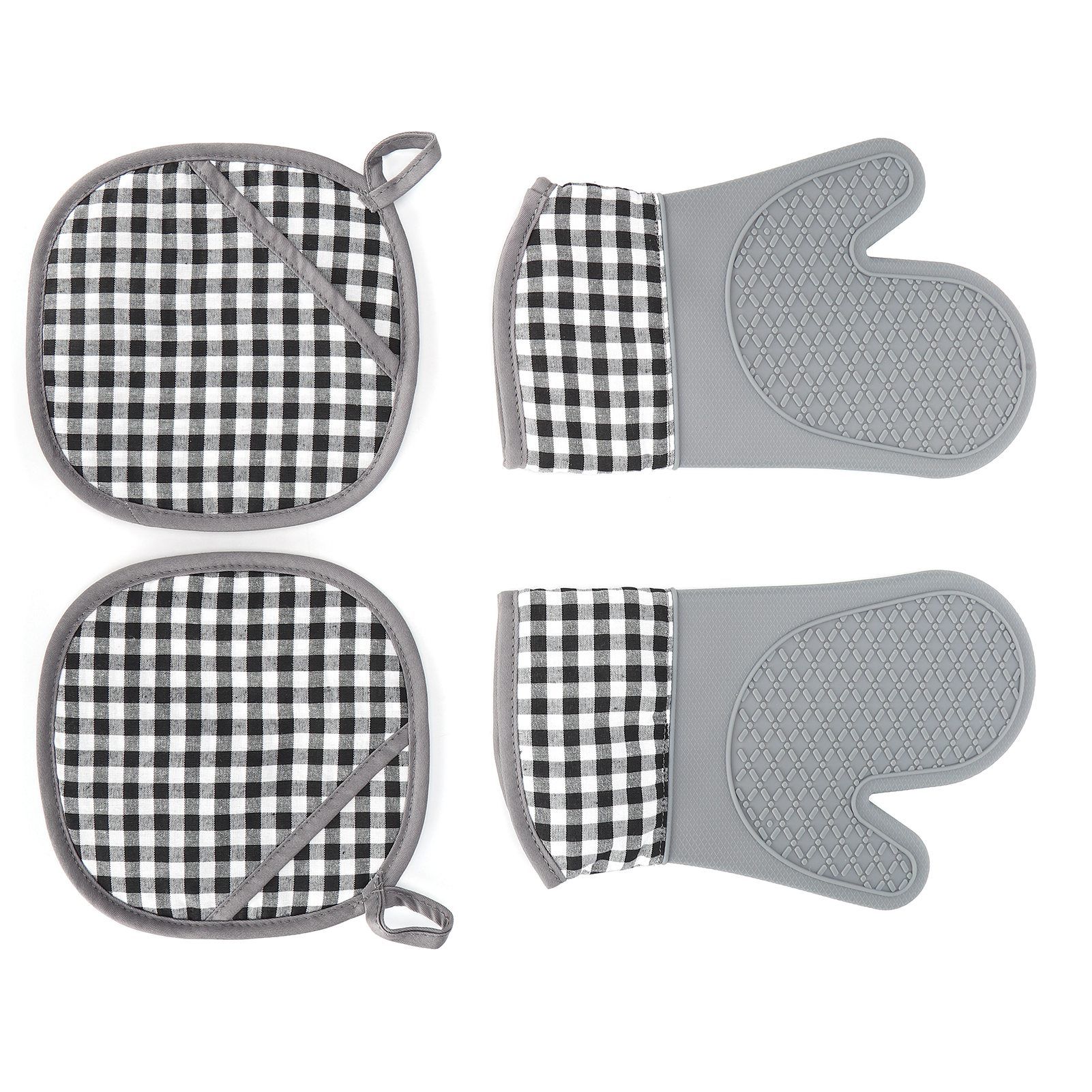 Silicone Cotton Gloves Heat Insulation Pad Set Oven Baking Gloves Mitts for view 7