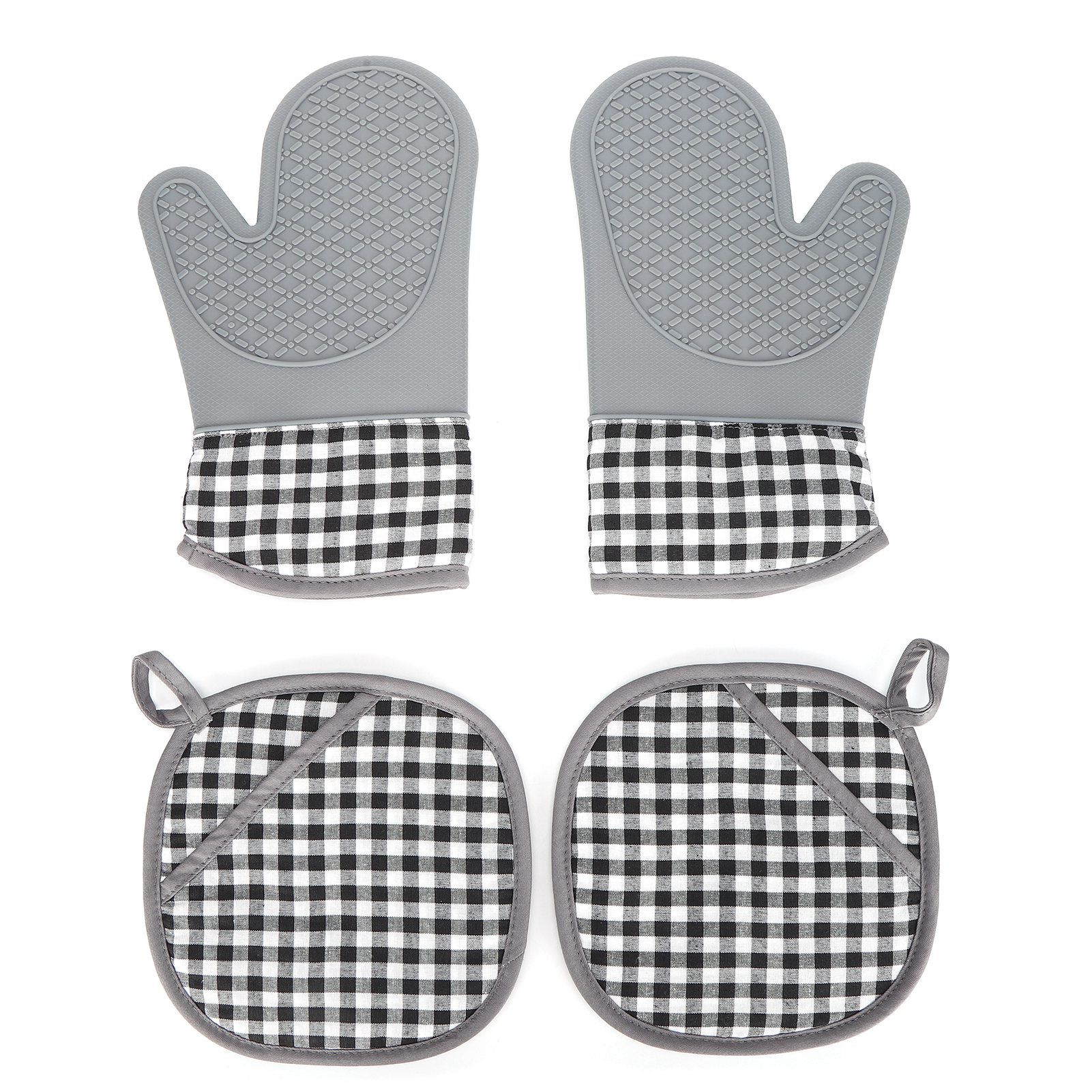 Silicone Cotton Gloves Heat Insulation Pad Set Oven Baking Gloves Mitts for view 8