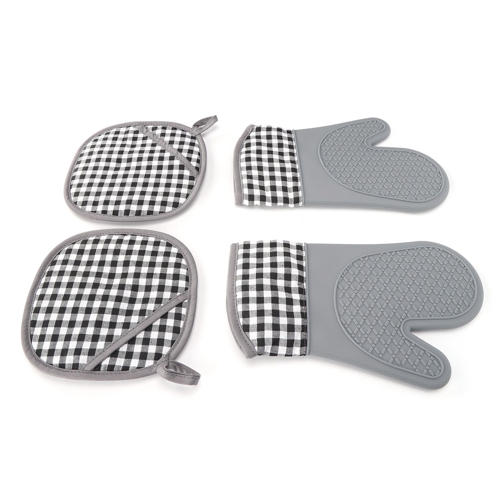 Silicone Cotton Gloves Heat Insulation Pad Set Oven Baking Gloves Mitts for view 9