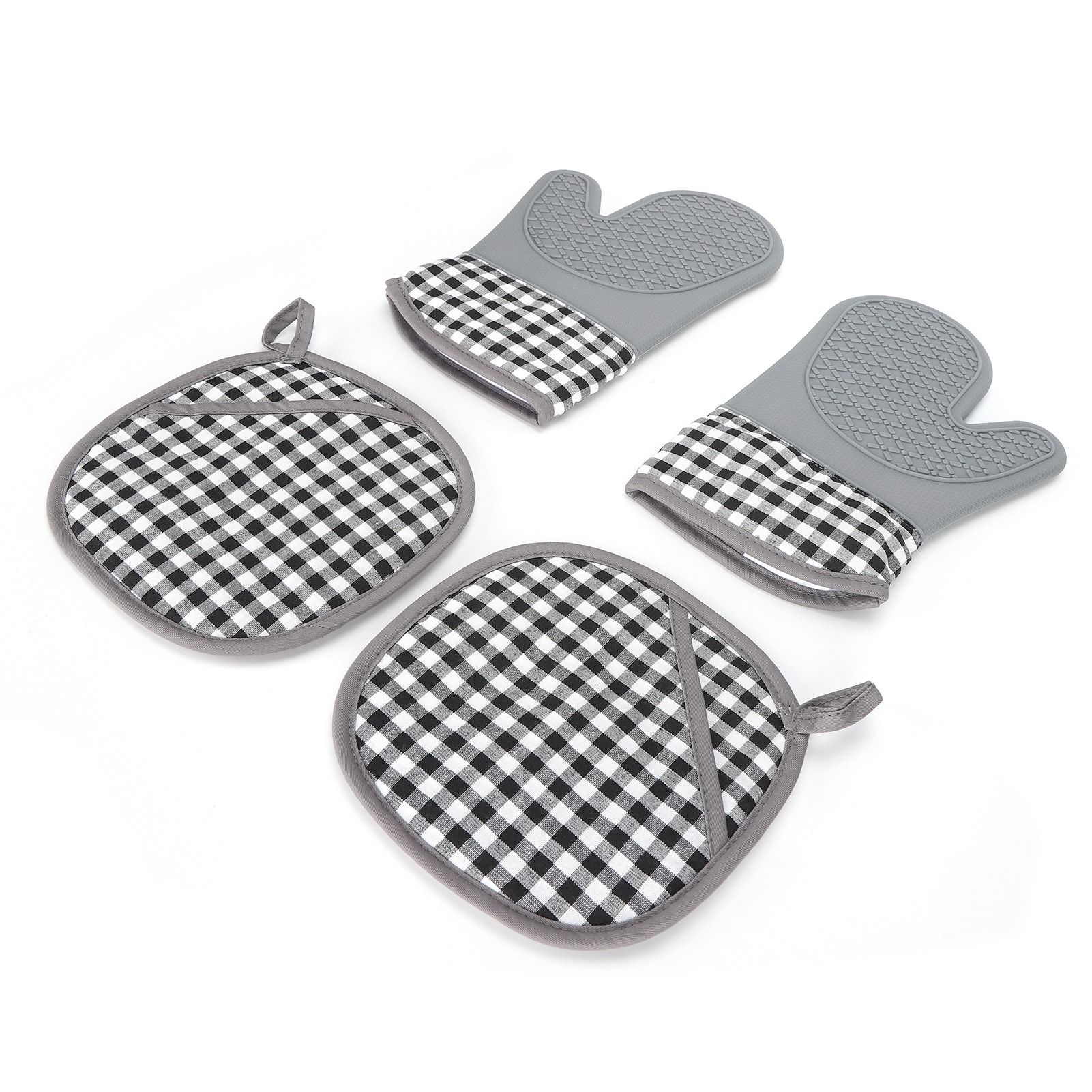 Silicone Cotton Gloves Heat Insulation Pad Set Oven Baking Gloves Mitts for view 10