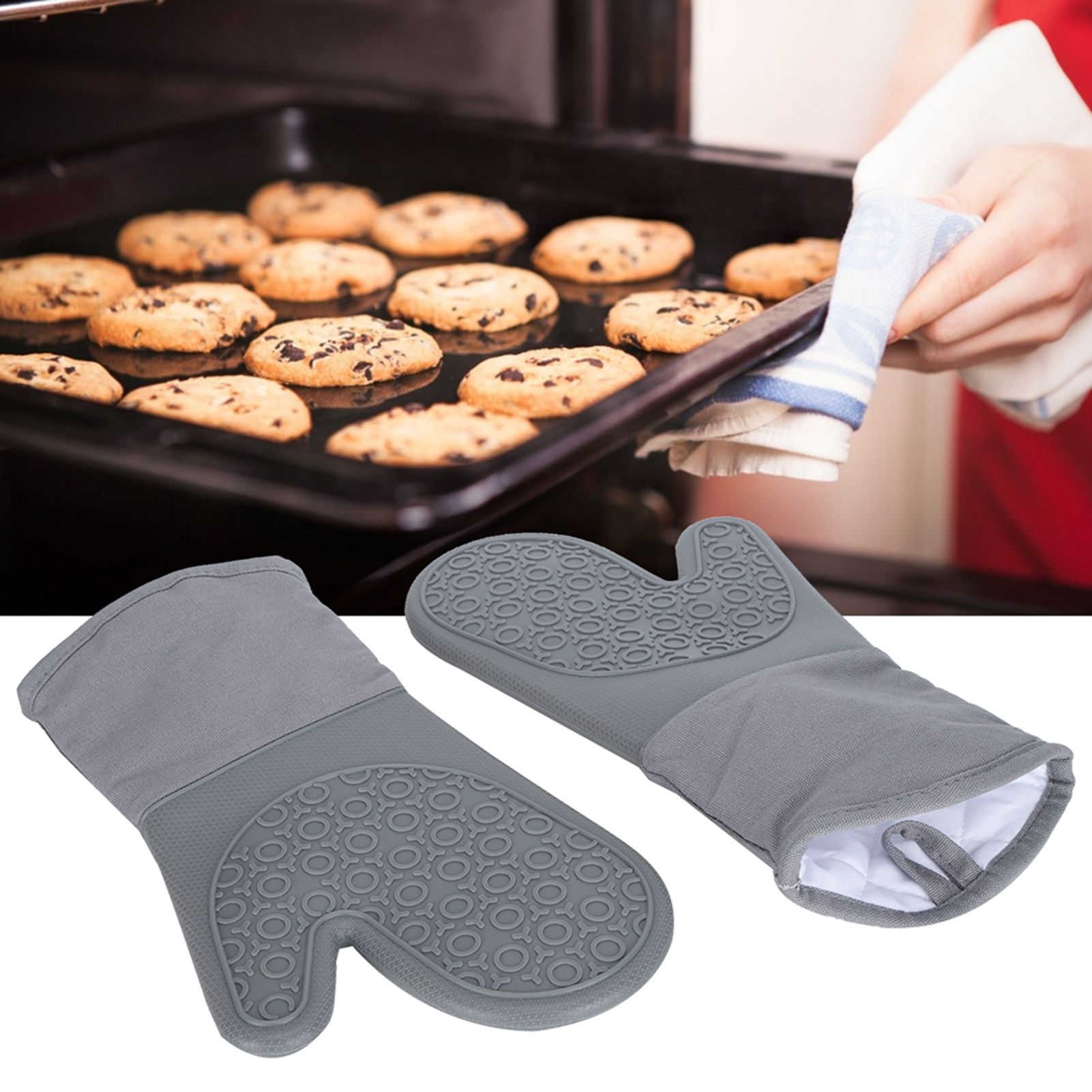 7Pcs/Set Oven Heat Insulation Gloves Cooking Finger Grip Insulation Mat for view 11