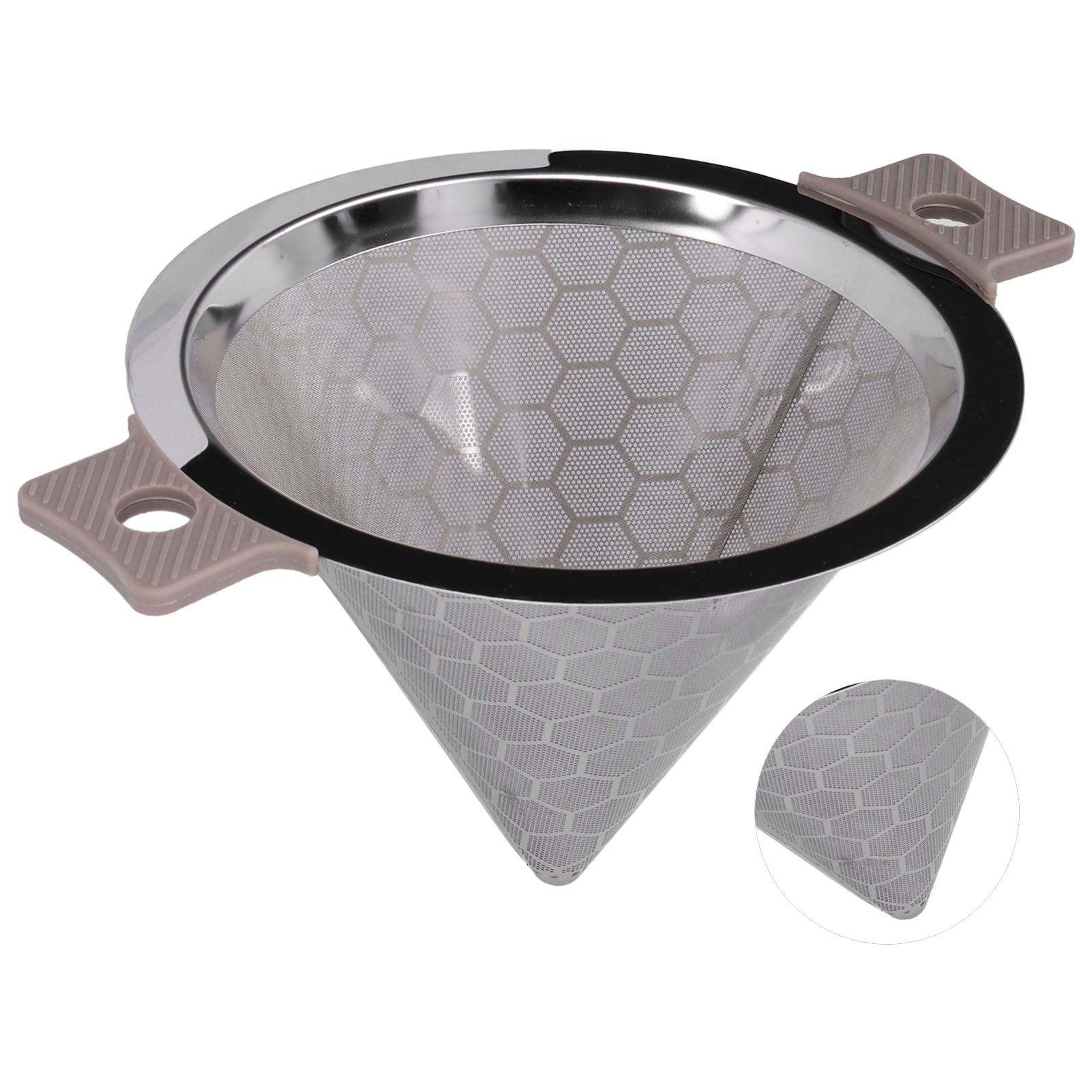 Cone Shaped Strainer Double Ear Stainless Steel Small Strainer for Coffee Tea view 3